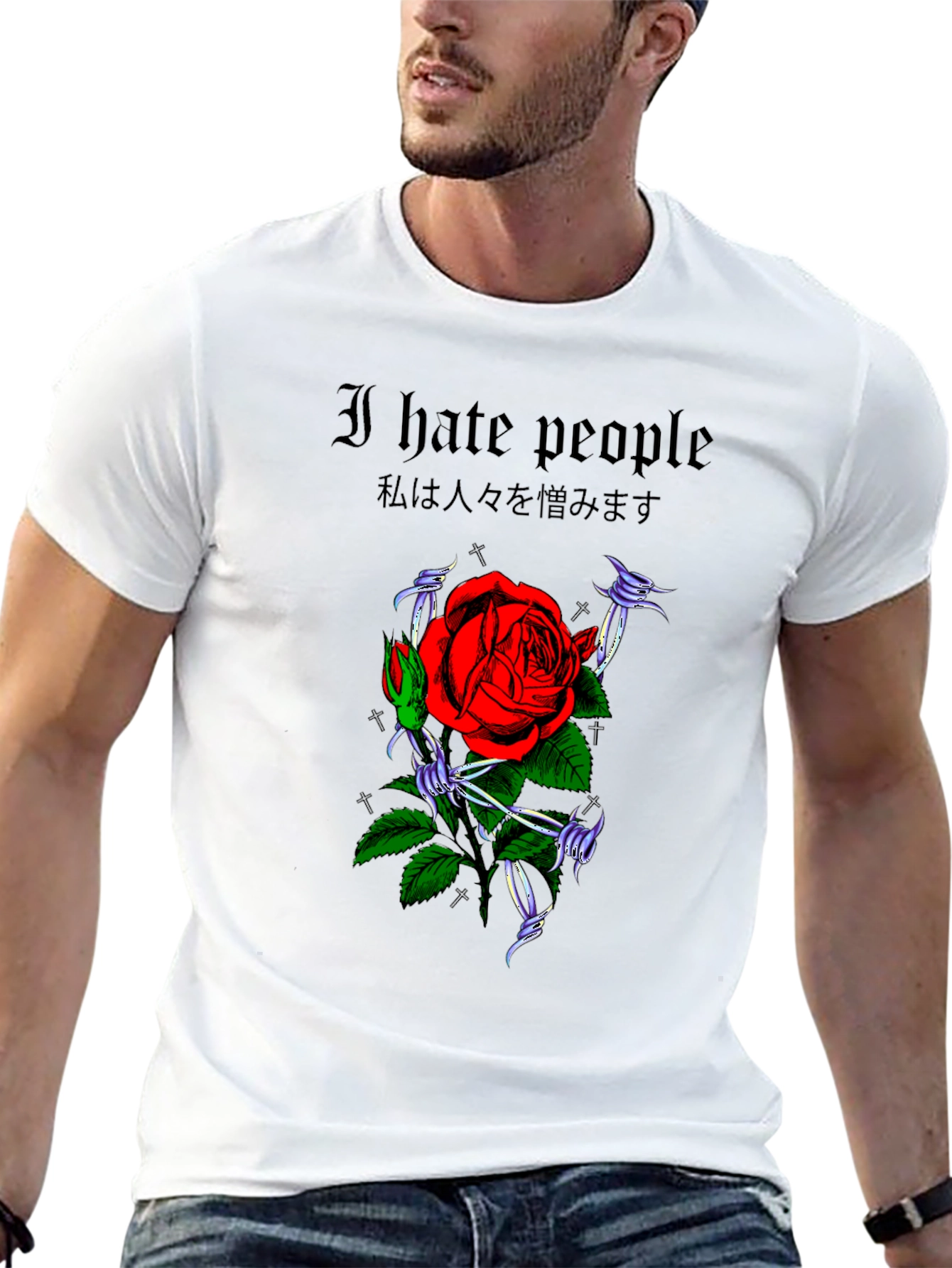 I Hate People Rose Graphic T-Shirt