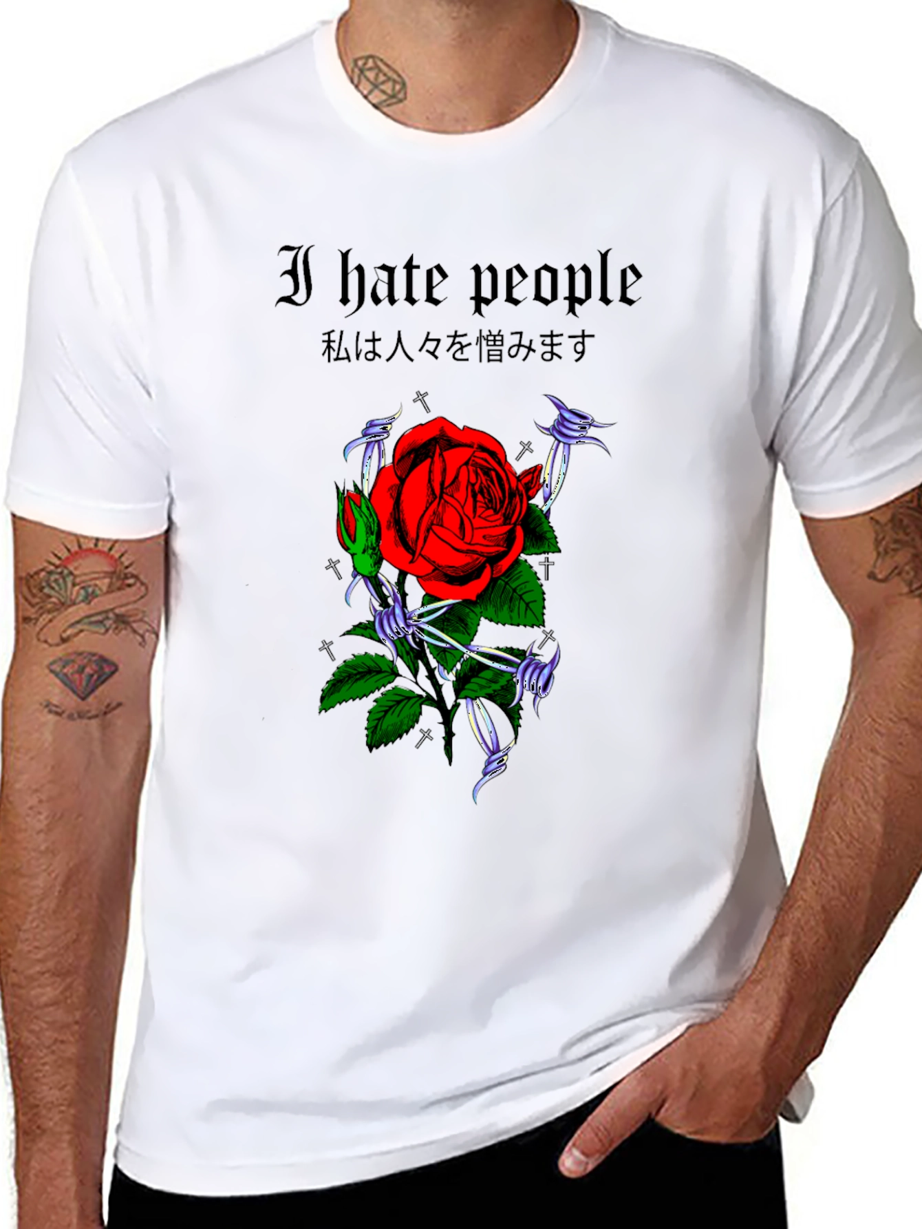 I Hate People Rose Graphic T-Shirt