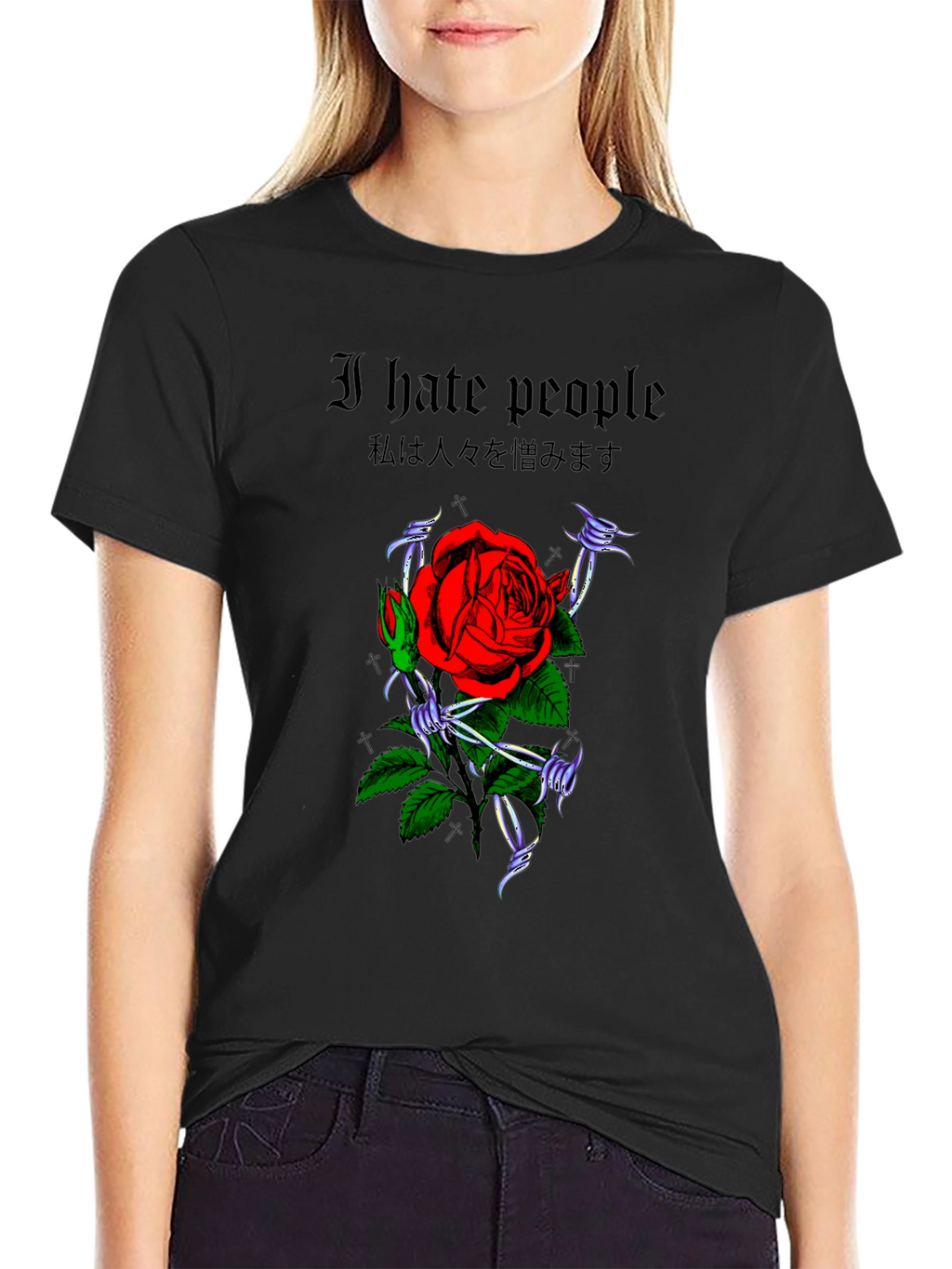 I Hate People Rose Graphic T-Shirt