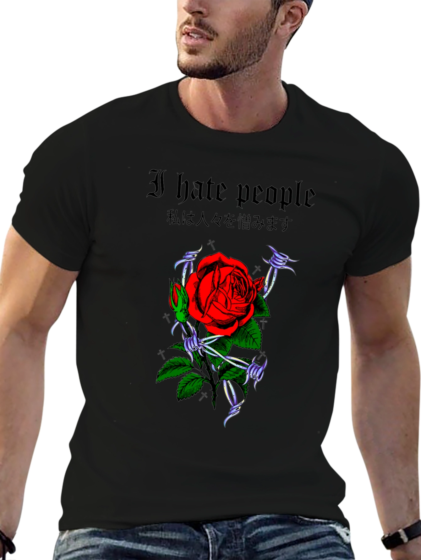 I Hate People Rose Graphic T-Shirt