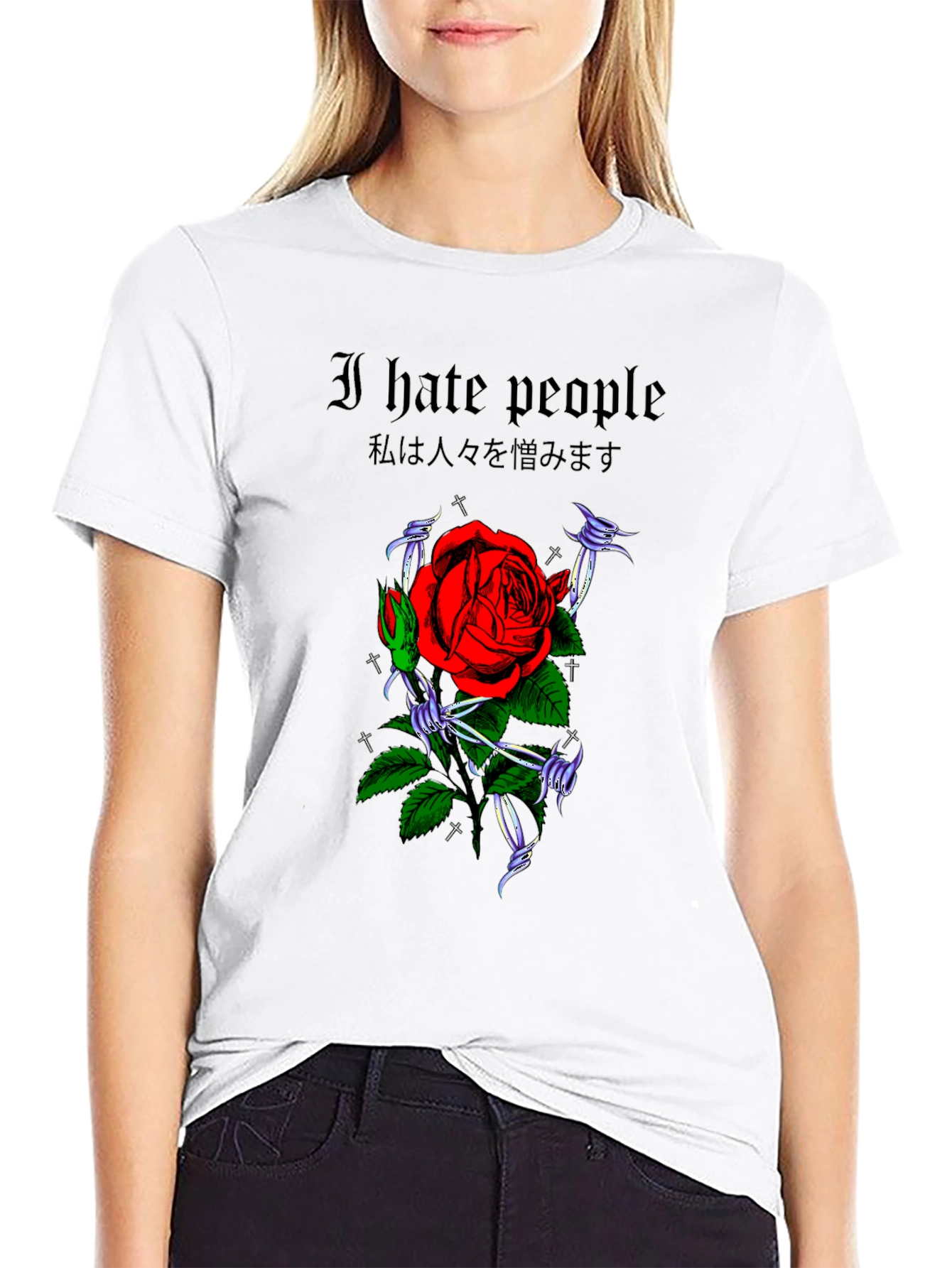I Hate People Rose Graphic T-Shirt