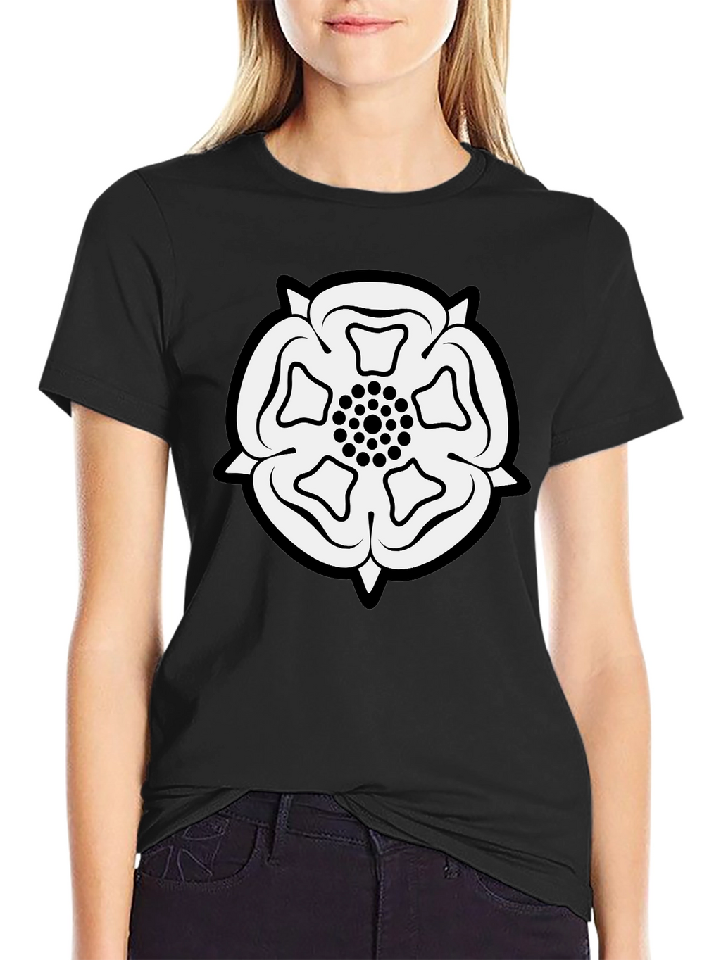 Yorkshire Rose Black T-Shirt - Classic England Emblem