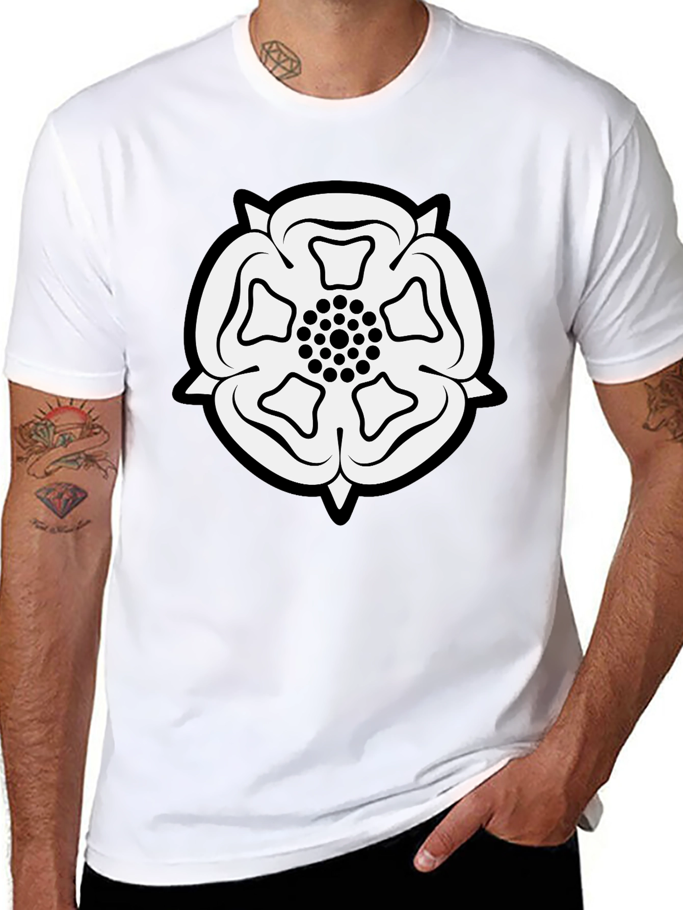 Yorkshire Rose Black T-Shirt - Classic England Emblem