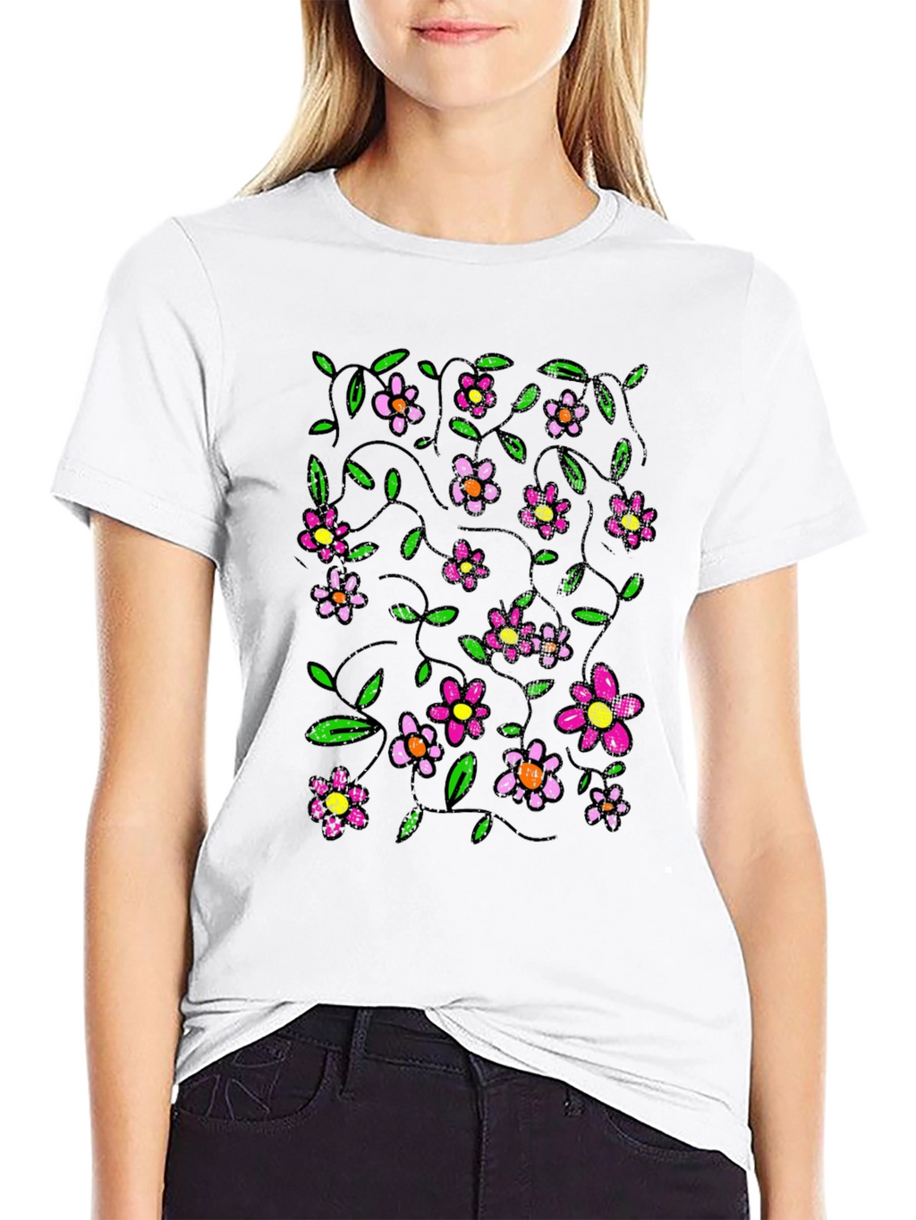 Floral T-Shirt - Pink Flower Design