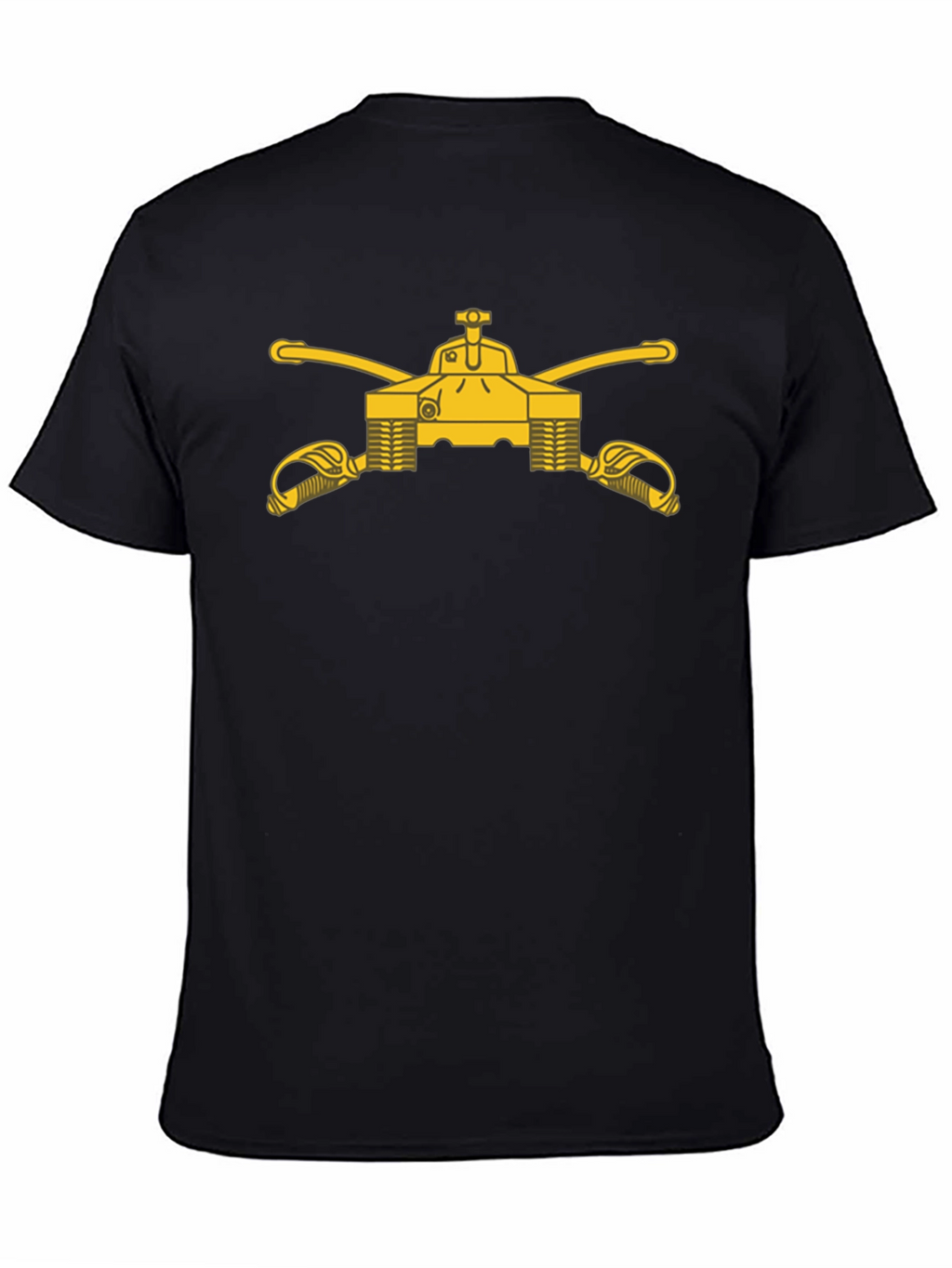 Black T-Shirt with Cavalry Tank & Swords Graphic