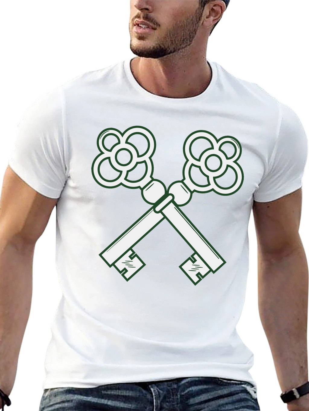 Crossed Keys Graphic Tee - Stylish Black T-Shirt