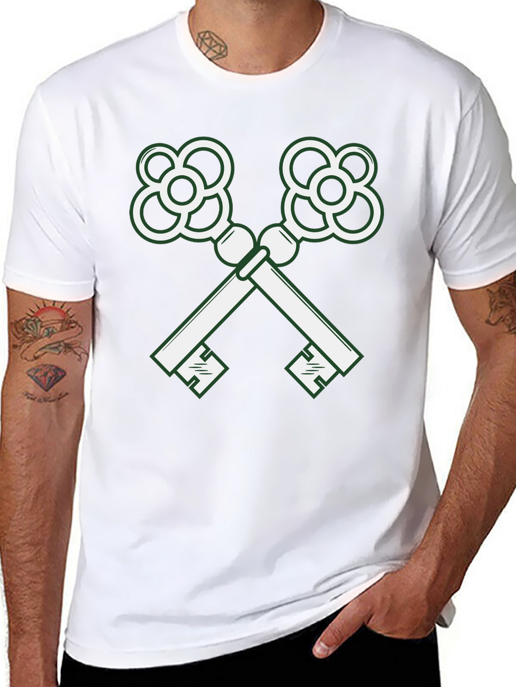Crossed Keys Graphic Tee - Stylish Black T-Shirt