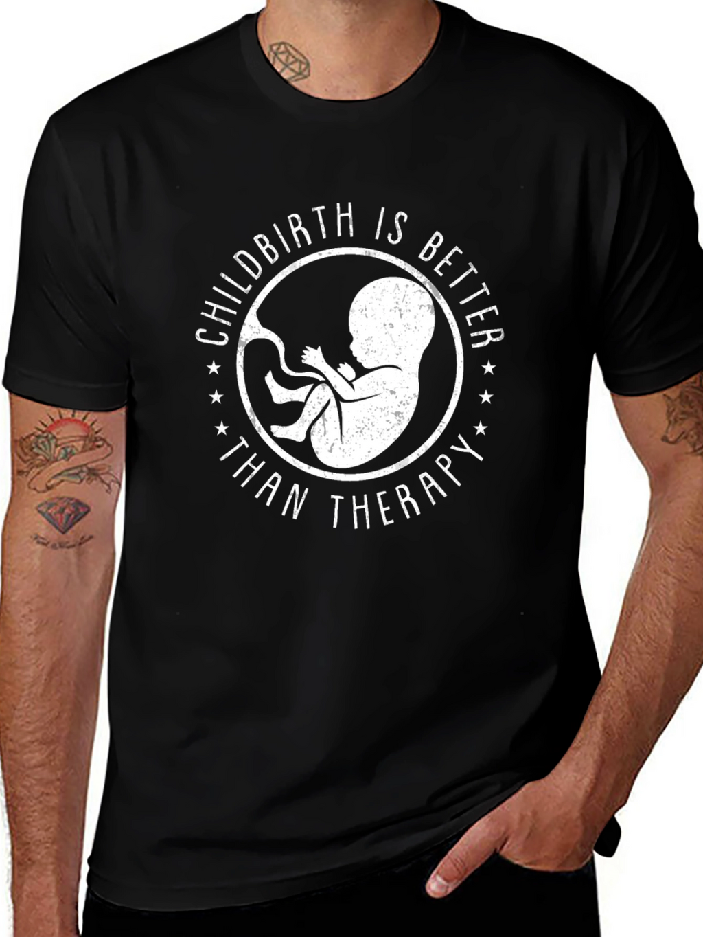 Childbirth Better Than Therapy Black Graphic Tee