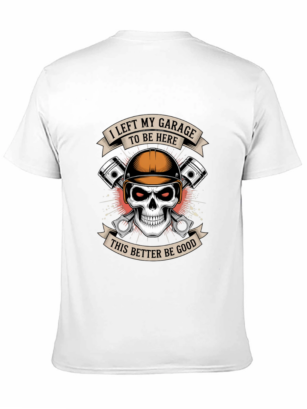 Garage Humor Graphic T-Shirt: Skull & Pistons