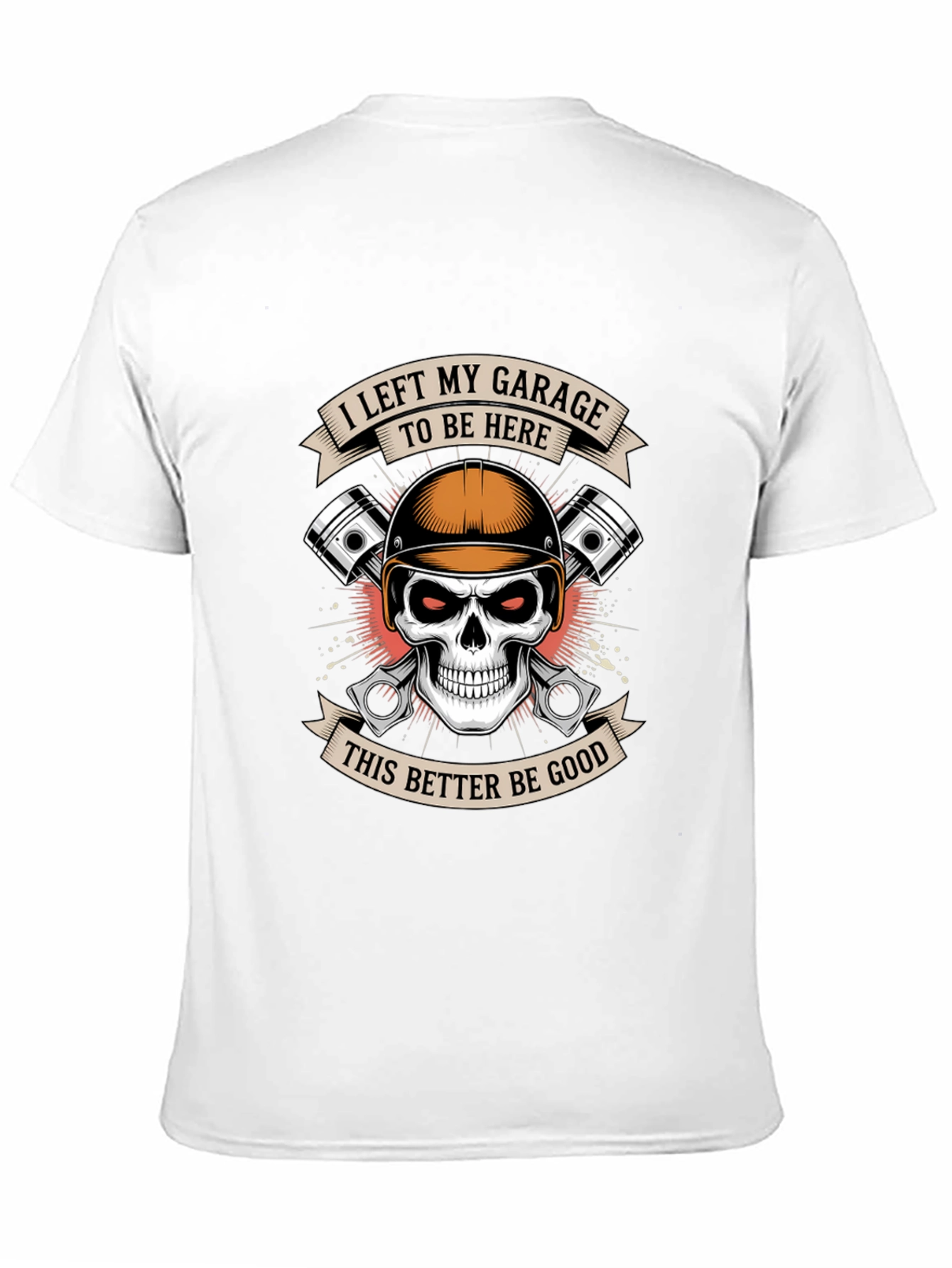 Garage Humor Graphic T-Shirt: Skull & Pistons