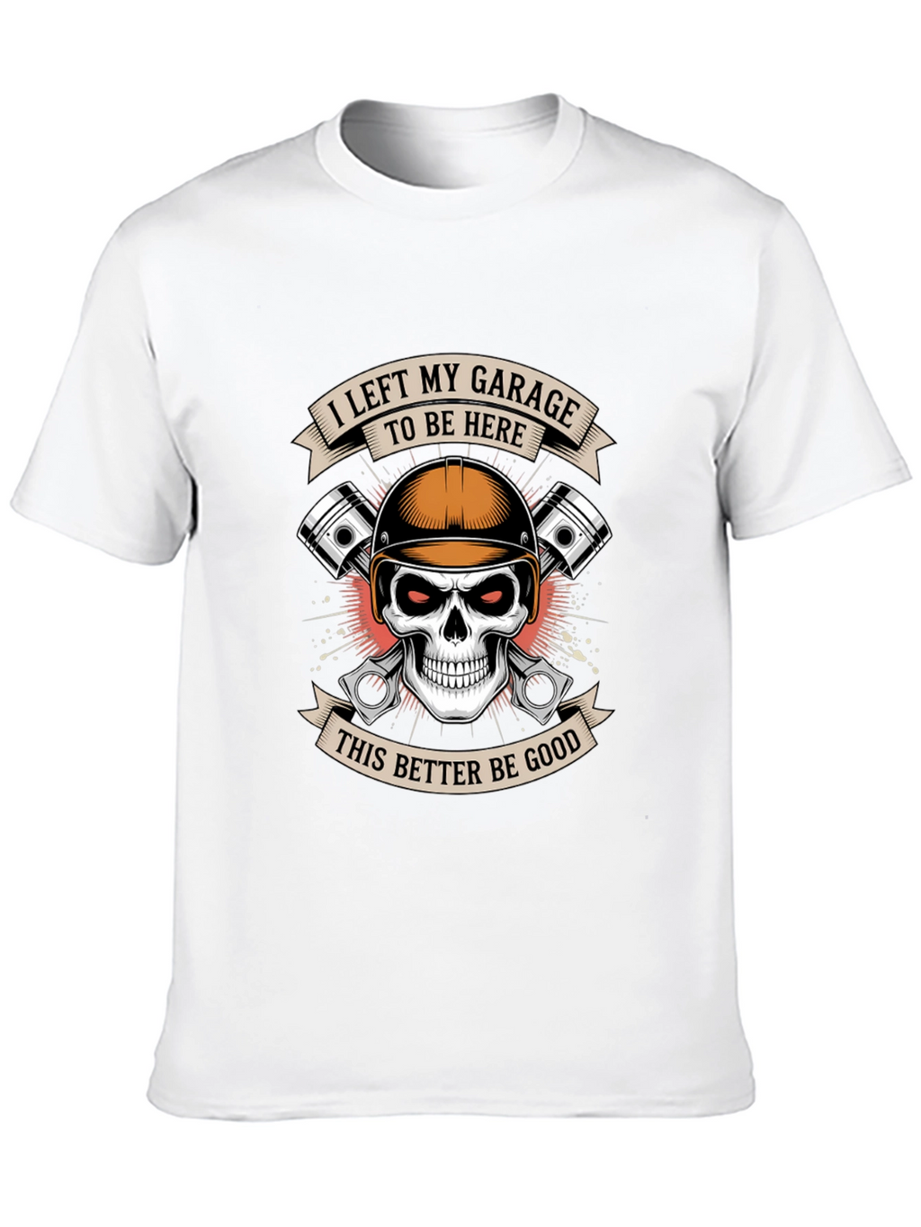 Garage Humor Graphic T-Shirt: Skull & Pistons