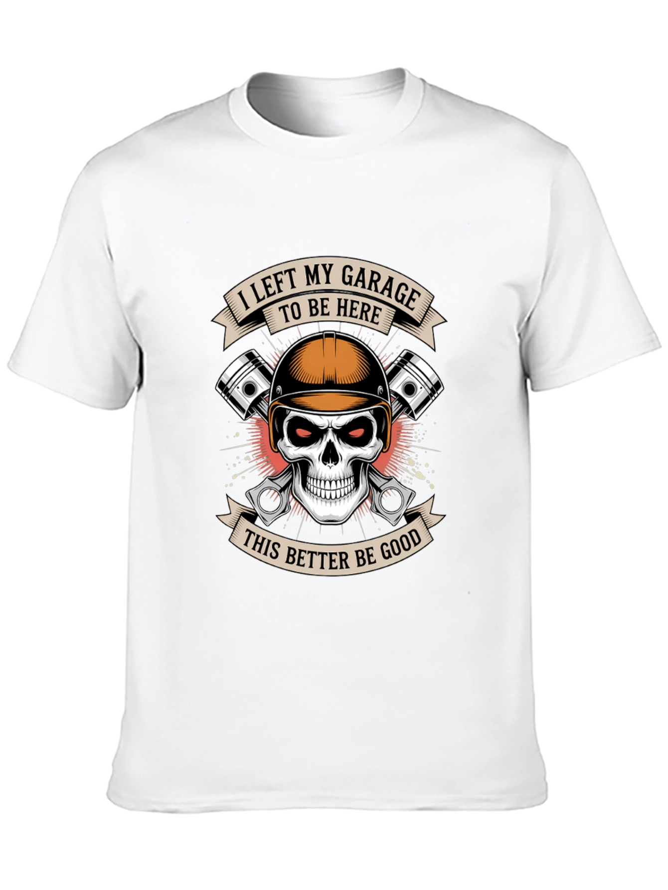 Garage Humor Graphic T-Shirt: Skull & Pistons