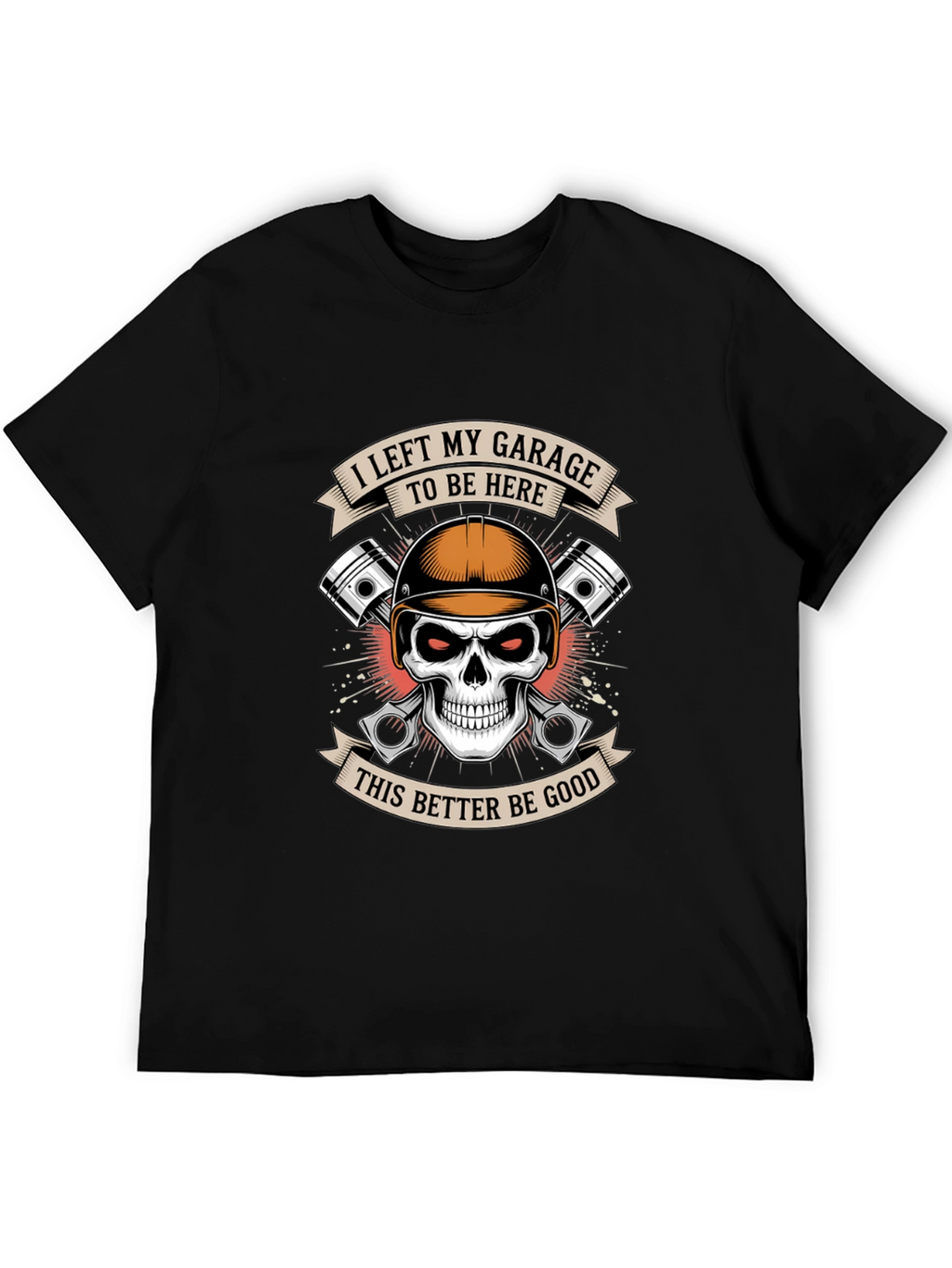 Garage Humor Graphic T-Shirt: Skull & Pistons