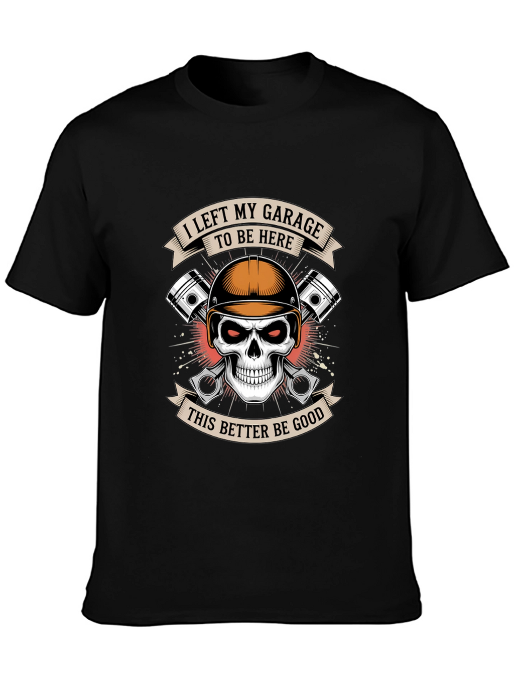 Garage Humor Graphic T-Shirt: Skull & Pistons