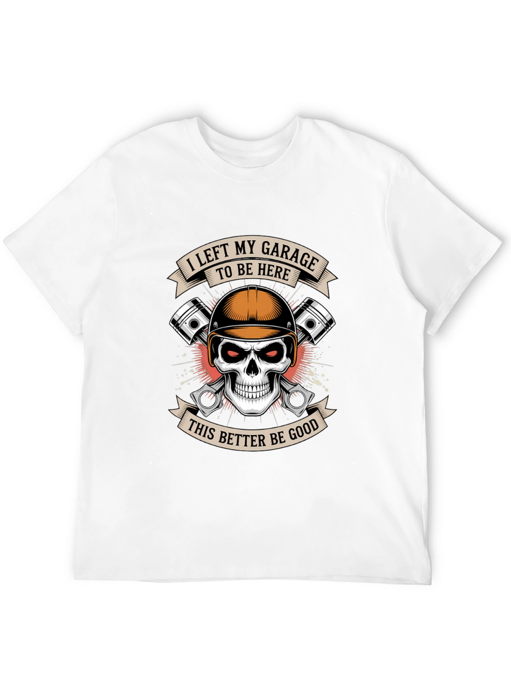 Garage Humor Graphic T-Shirt: Skull & Pistons