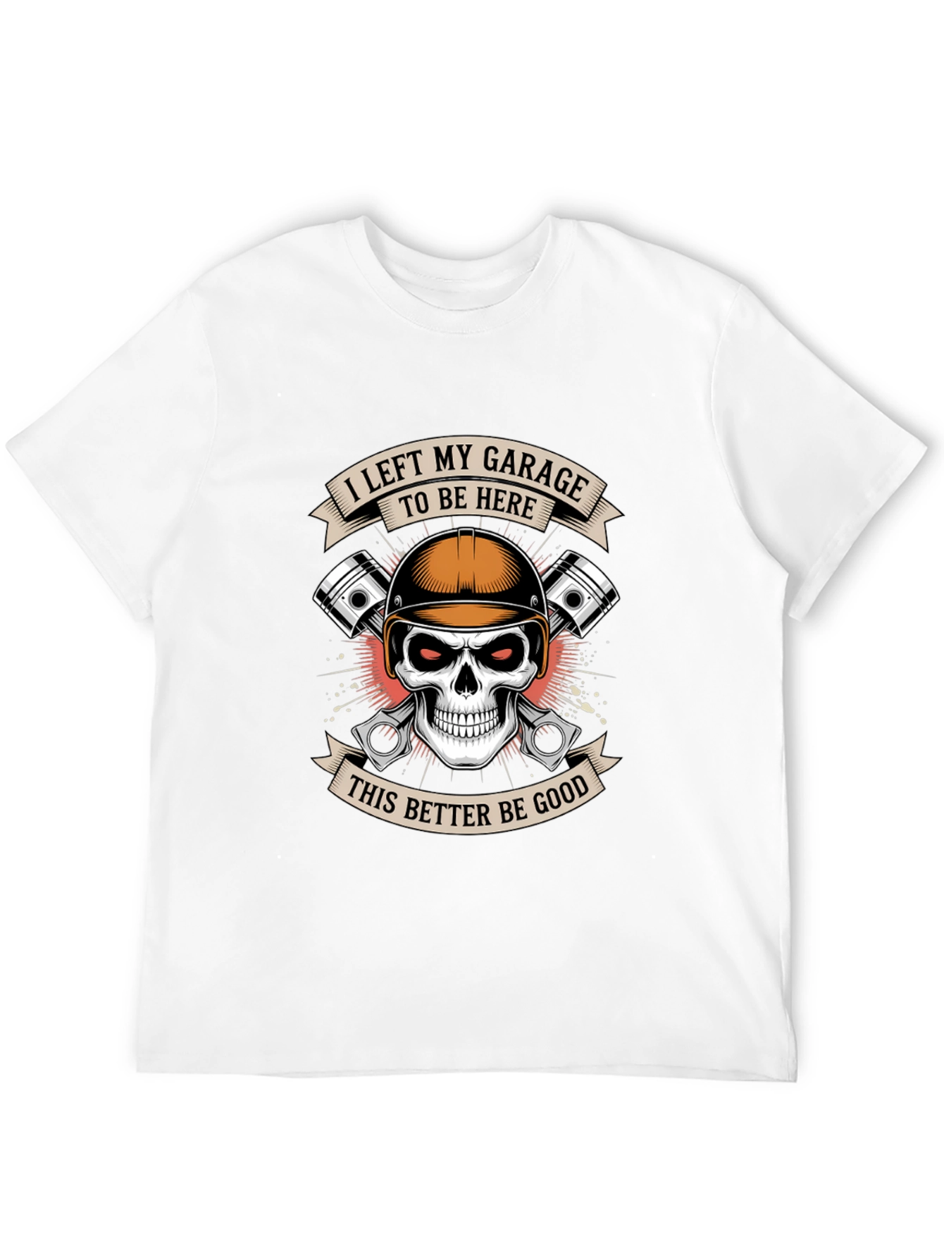 Garage Humor Graphic T-Shirt: Skull & Pistons