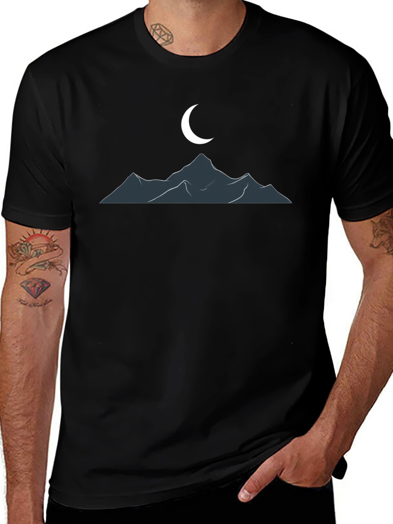 Mountain Moon Graphic T-Shirt - Classic Black Tee