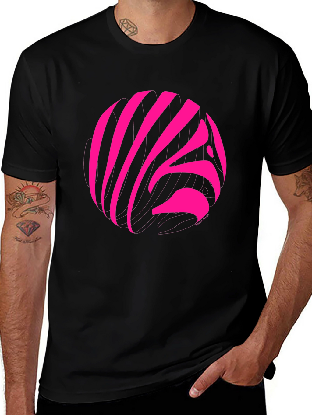 Vibrant Pink Zebra Print Crew Neck T-Shirt