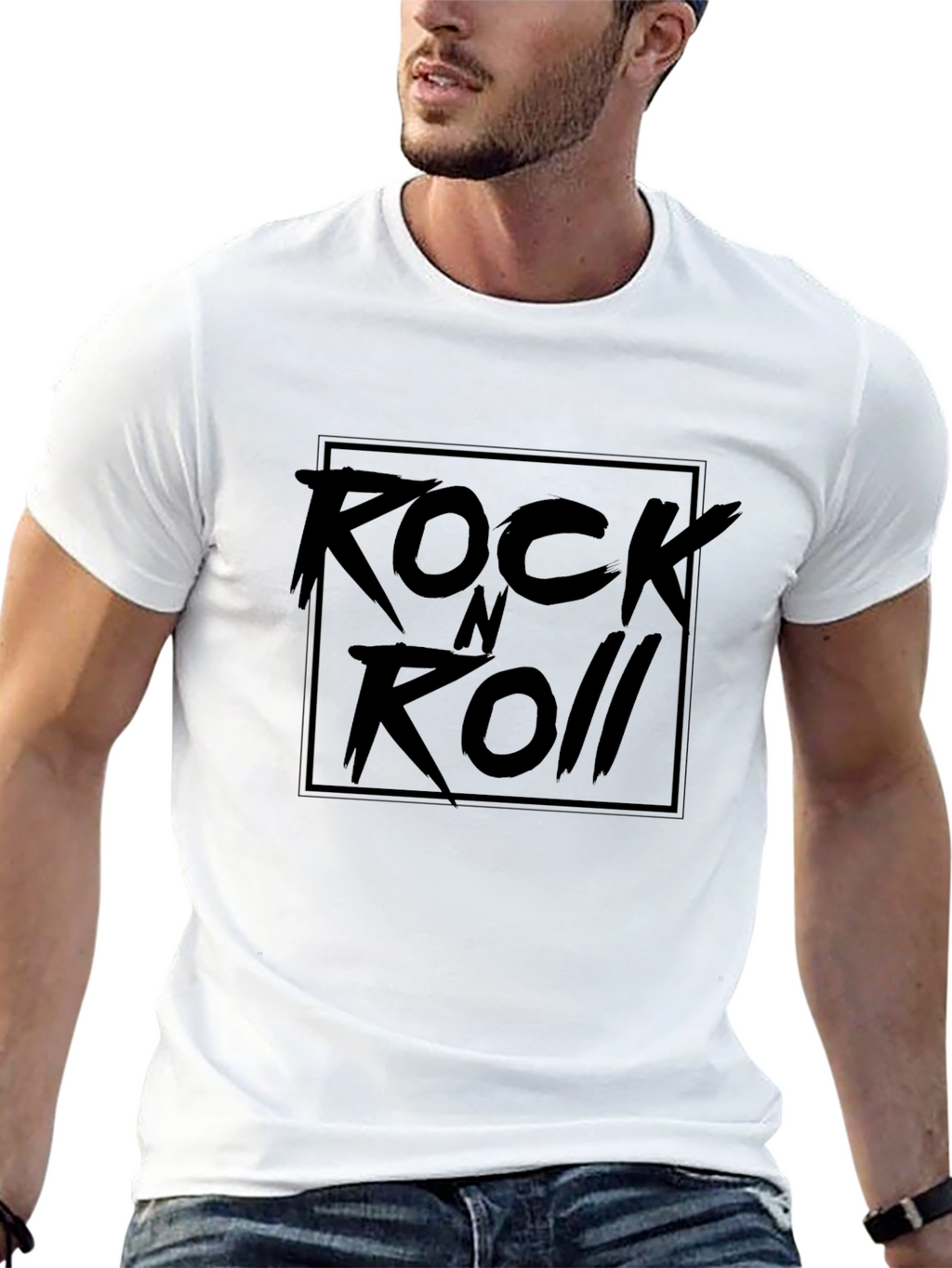 Rock N Roll Graphic Print Black T-Shirt
