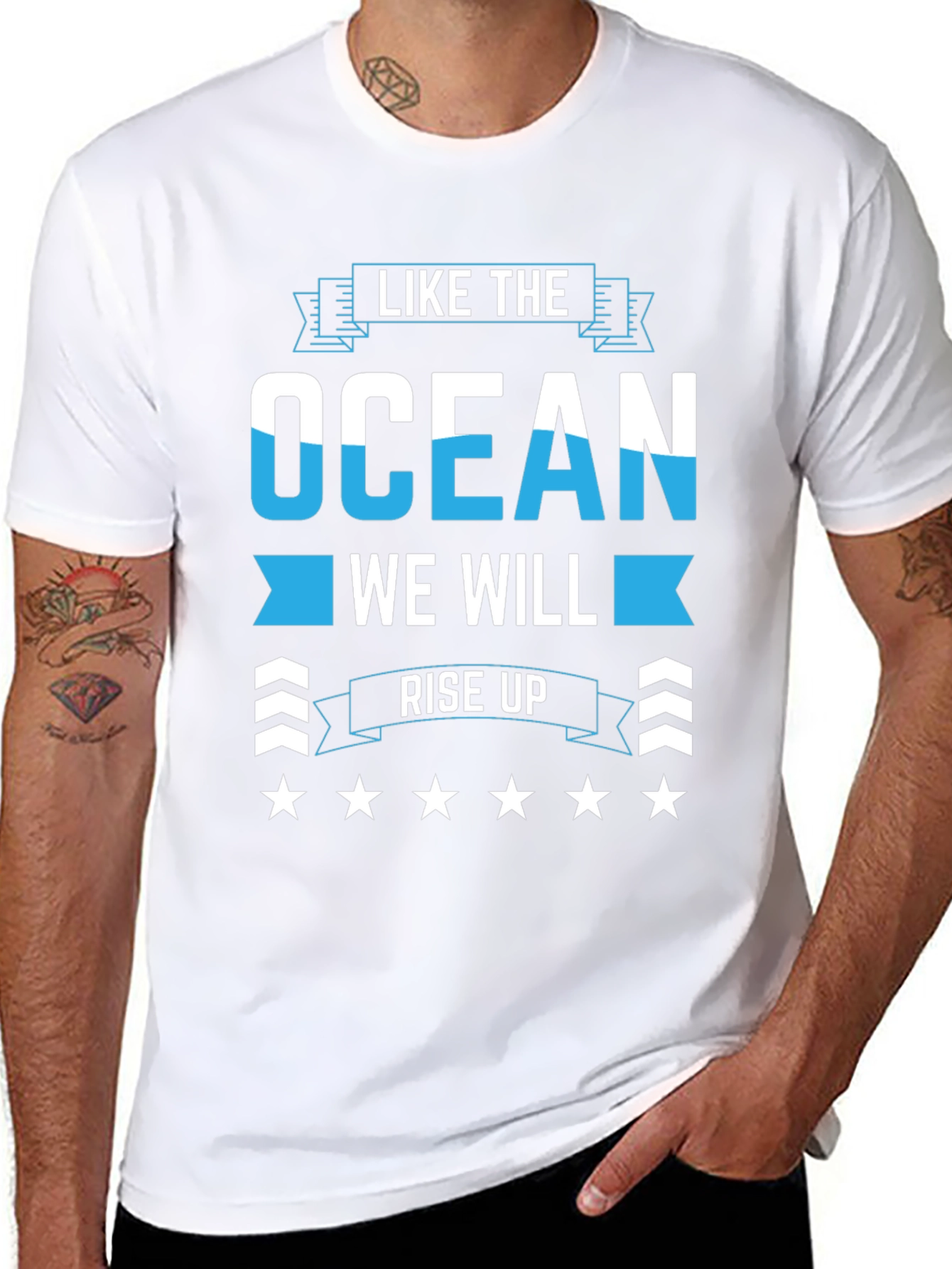 Ocean Rise Up Graphic Tee - Stylish Cotton Comfort
