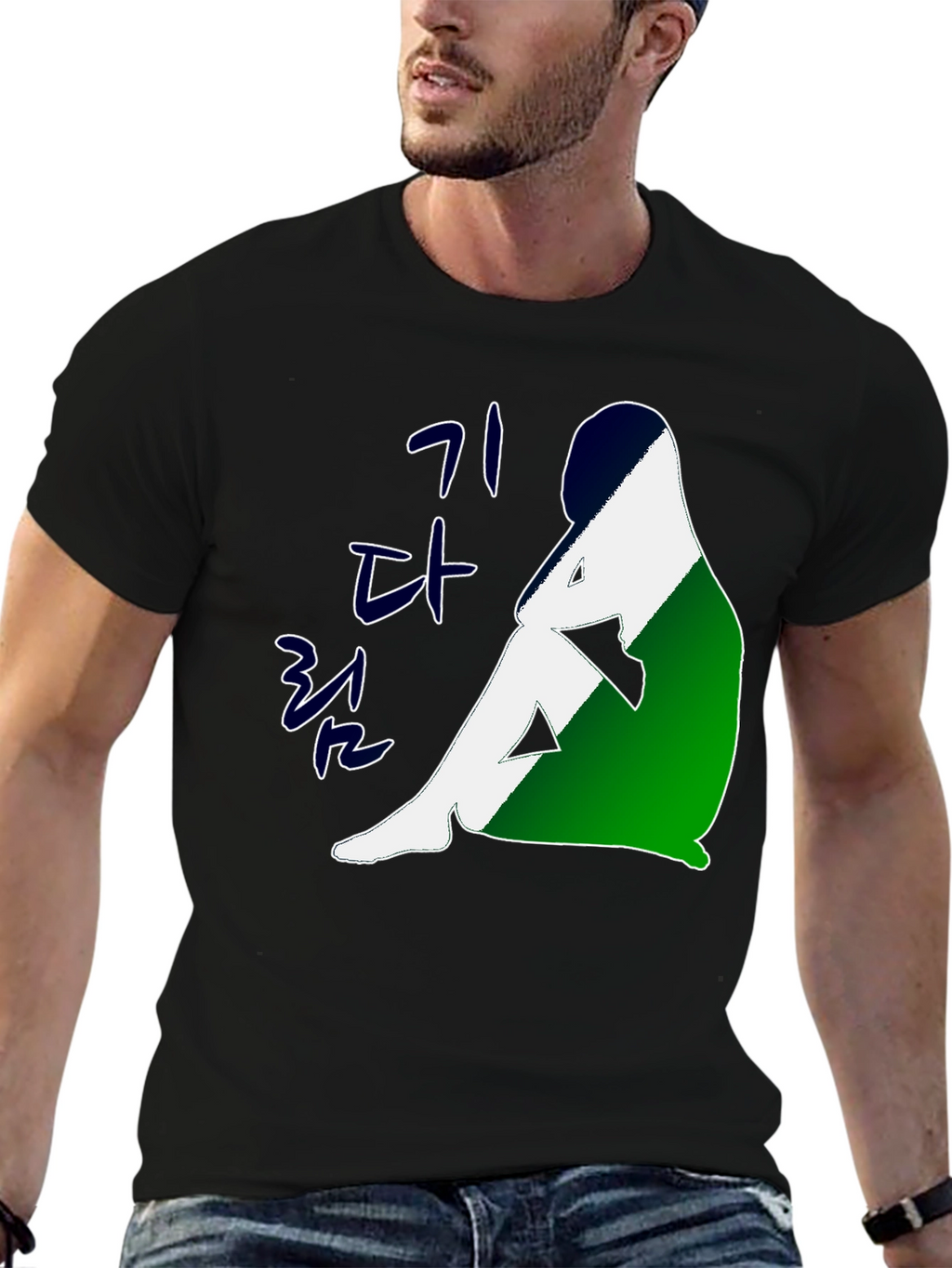 Korean Art Graphic Tee - Unisex Black T-Shirt