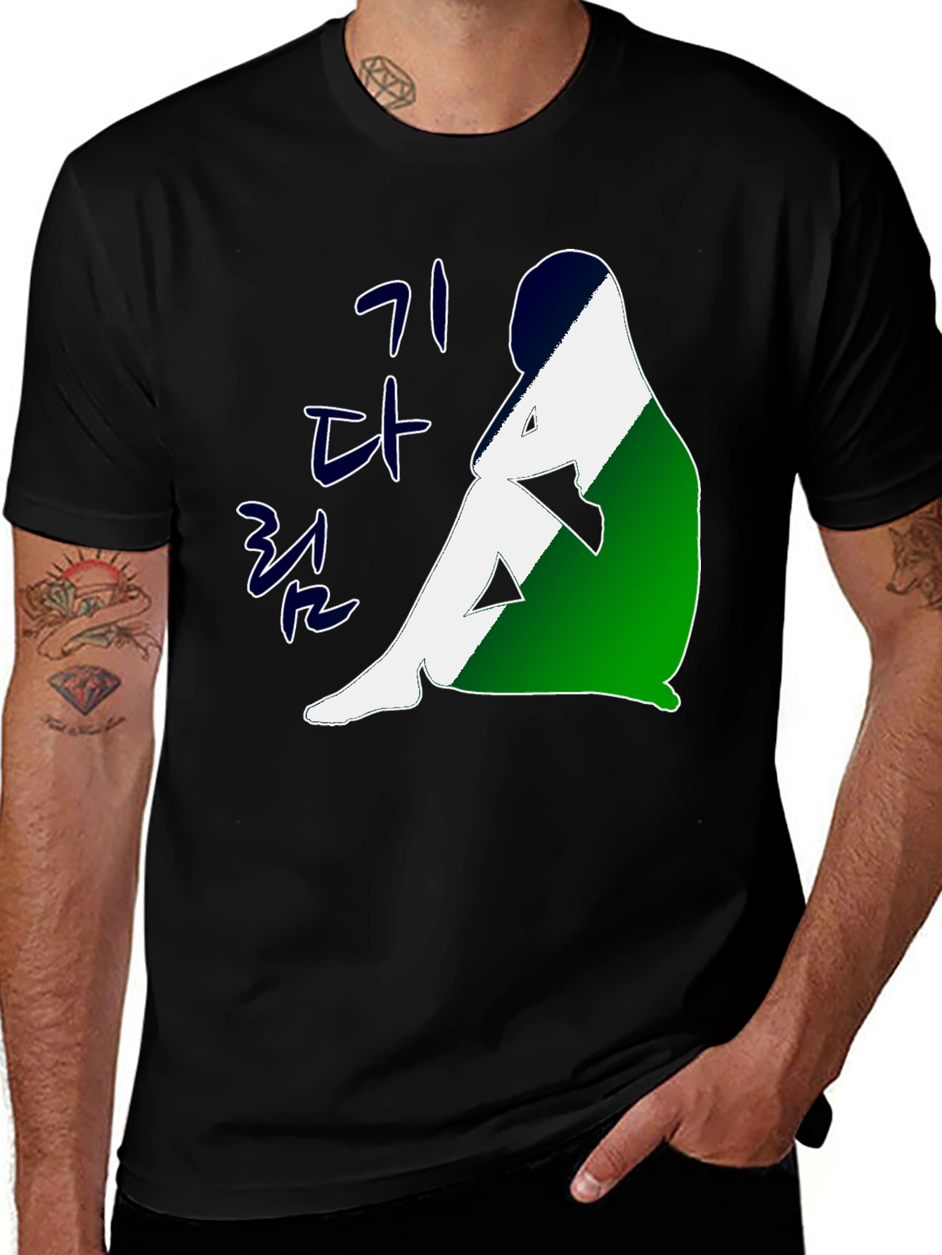 Korean Art Graphic Tee - Unisex Black T-Shirt
