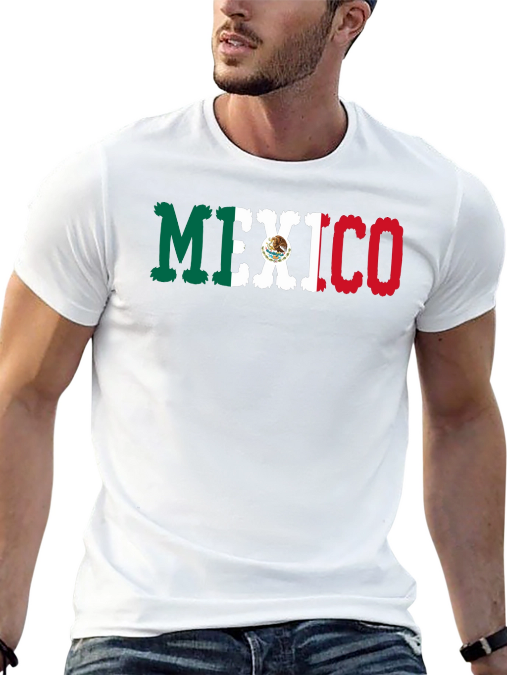 Mexico Flag Graphic Print Black T-Shirt
