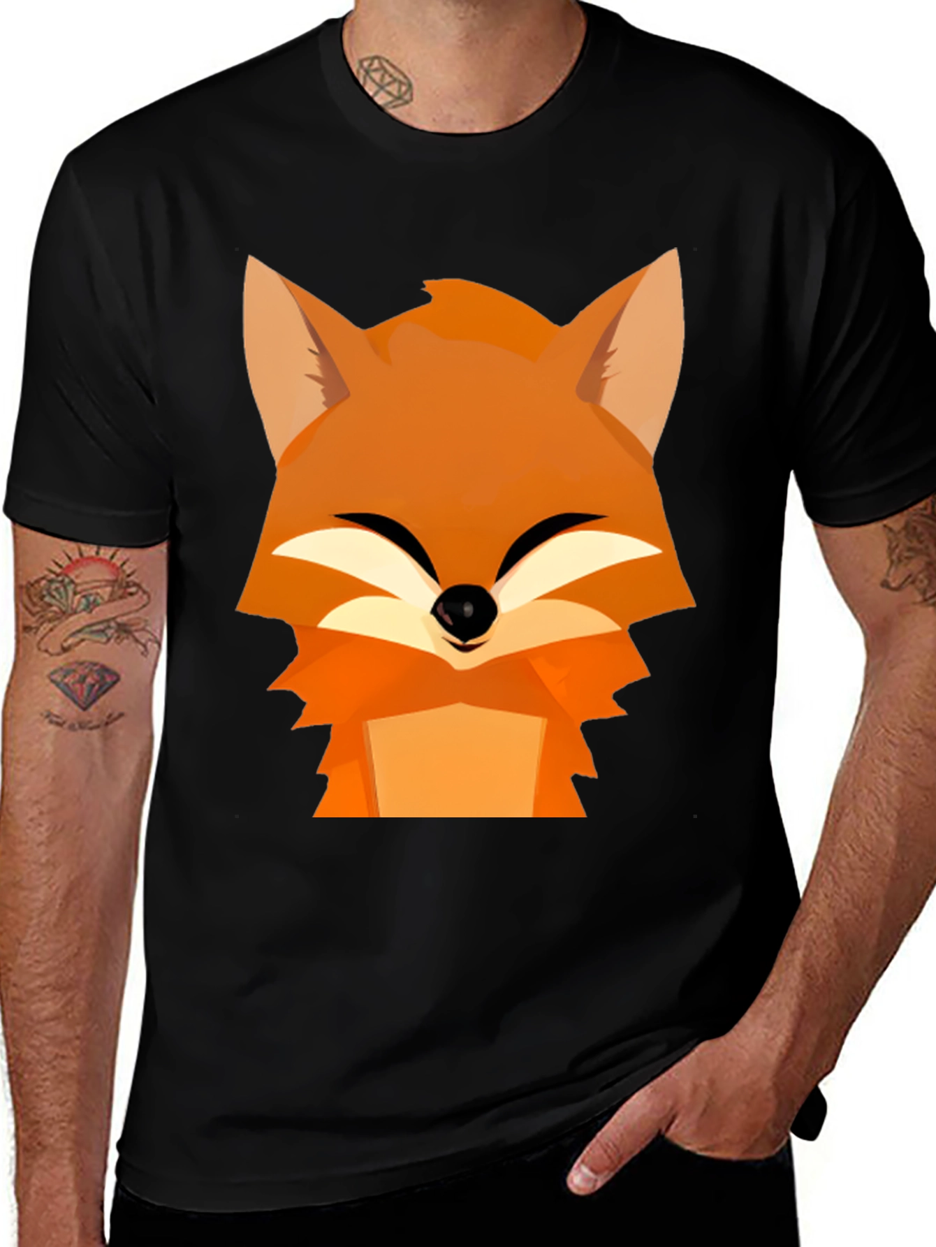 Fox Graphic Tee - Black Cotton Comfort