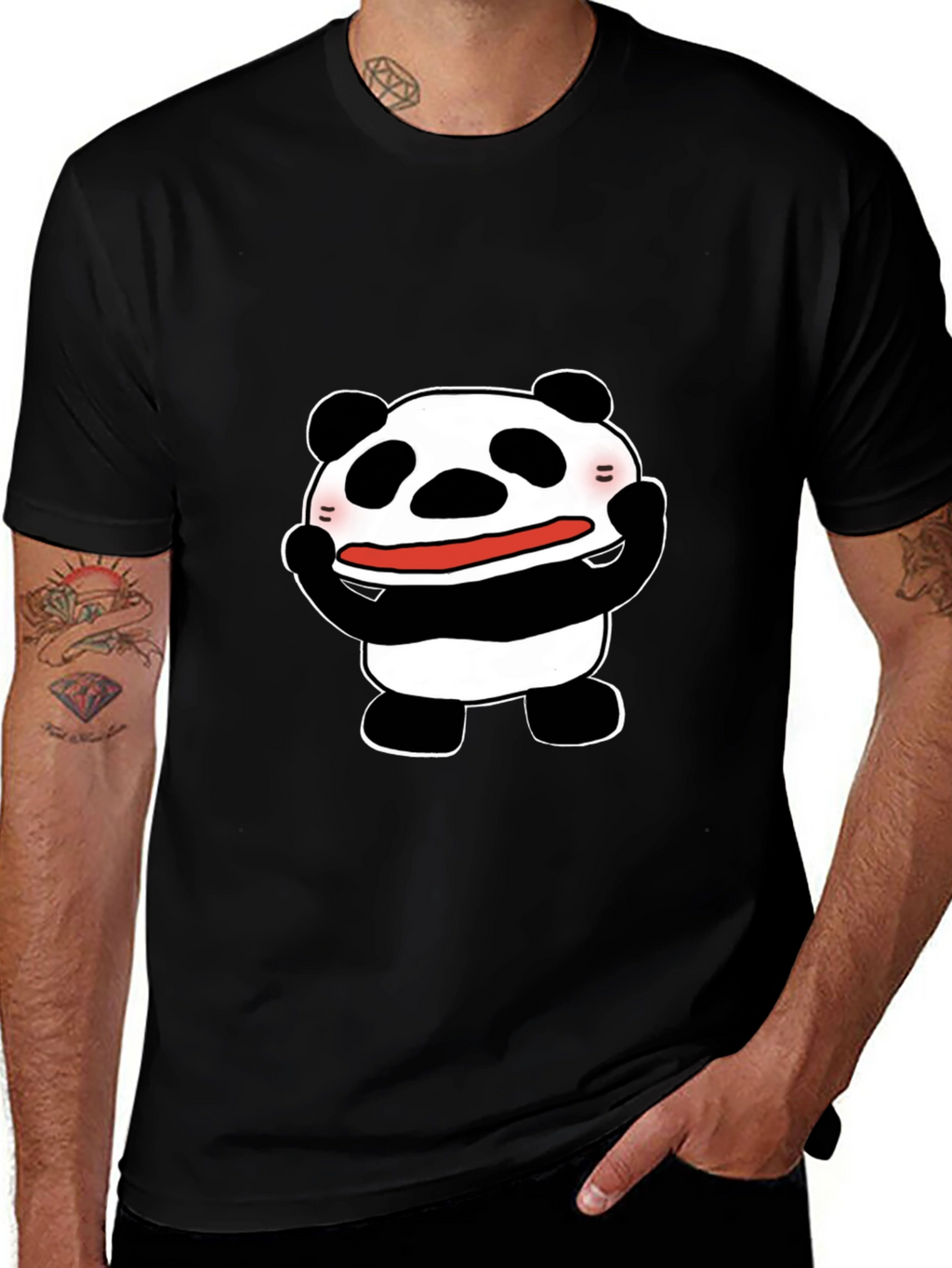 Funny Panda Graphic Tee - Black Cotton T-Shirt