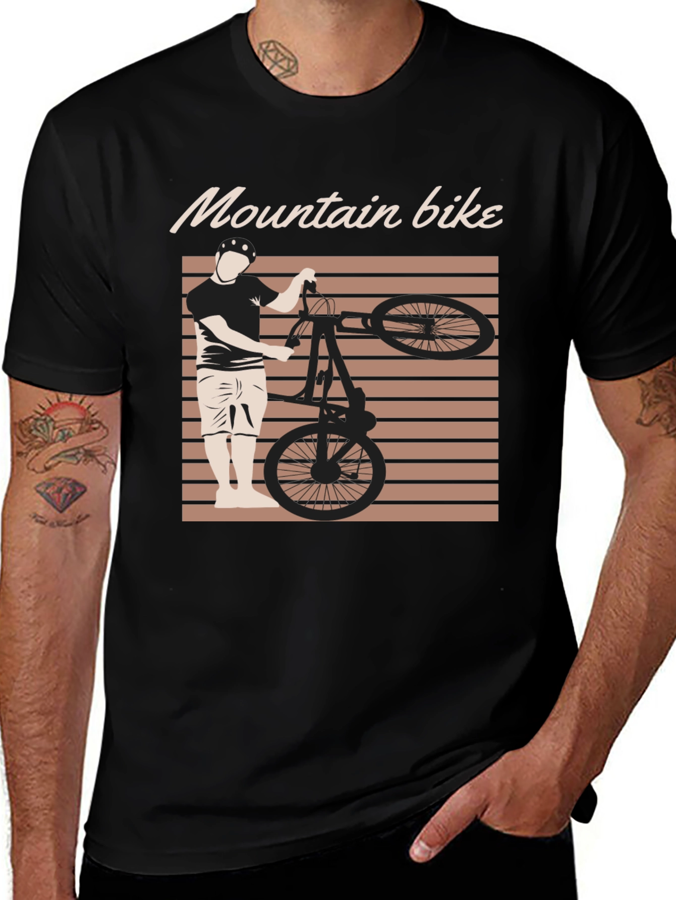 Mountain Bike Graphic Tee - Black Cotton Blend
