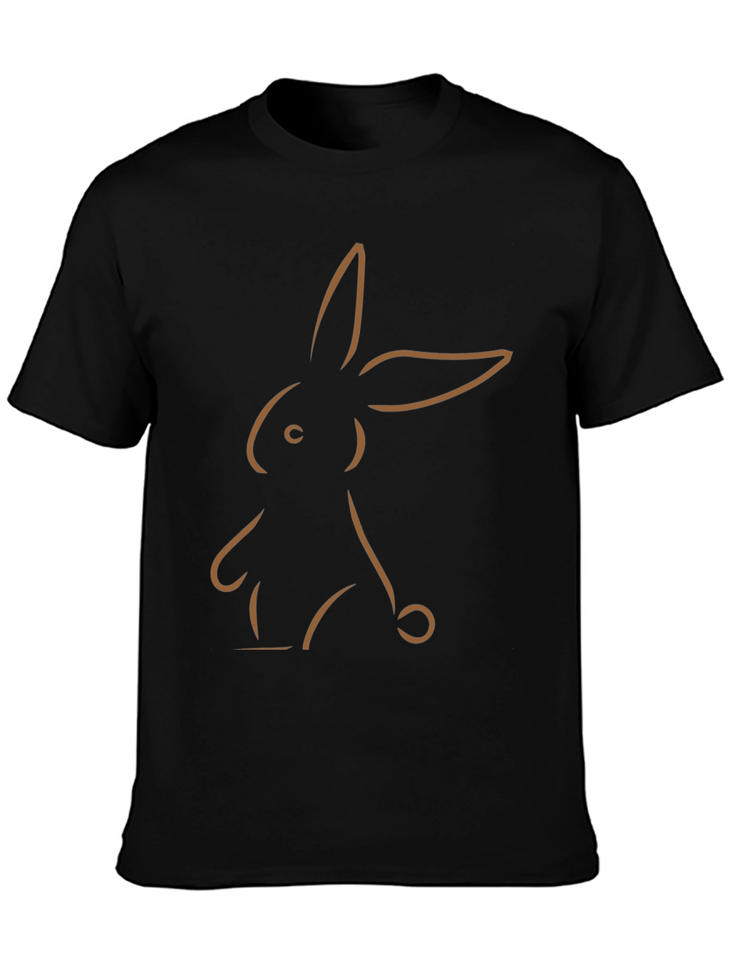 Minimalist Bunny Outline Graphic Tee - Black
