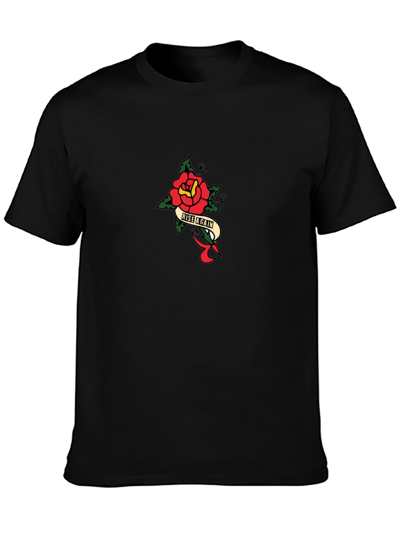 Rise Again Graphic Tee - Black Cotton T-Shirt