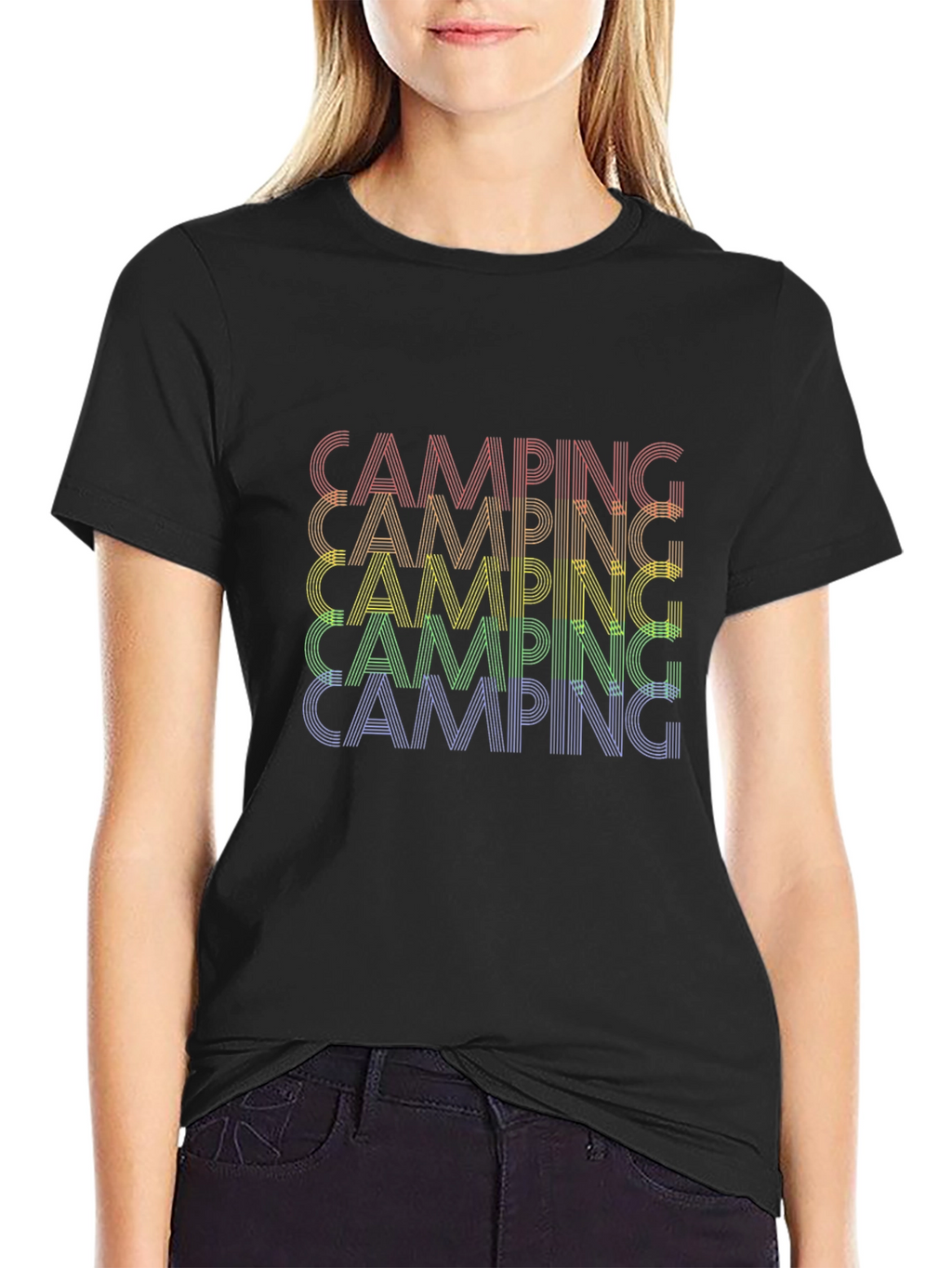 Camping Rainbow Graphic T-Shirt - Stylish Outdoor Apparel