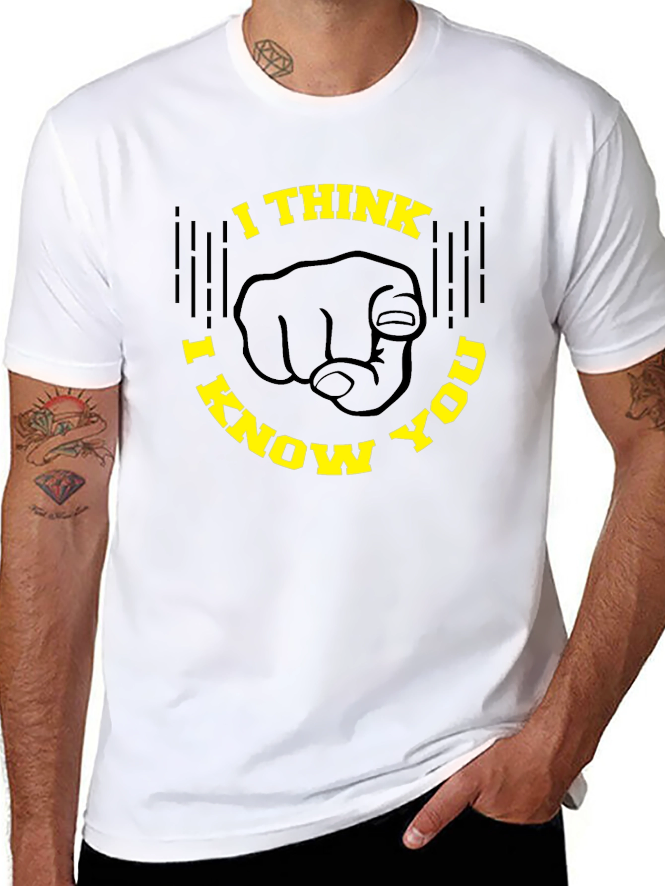 I Think I Know You Graphic Tee - Novelty Design Black T-Shirt