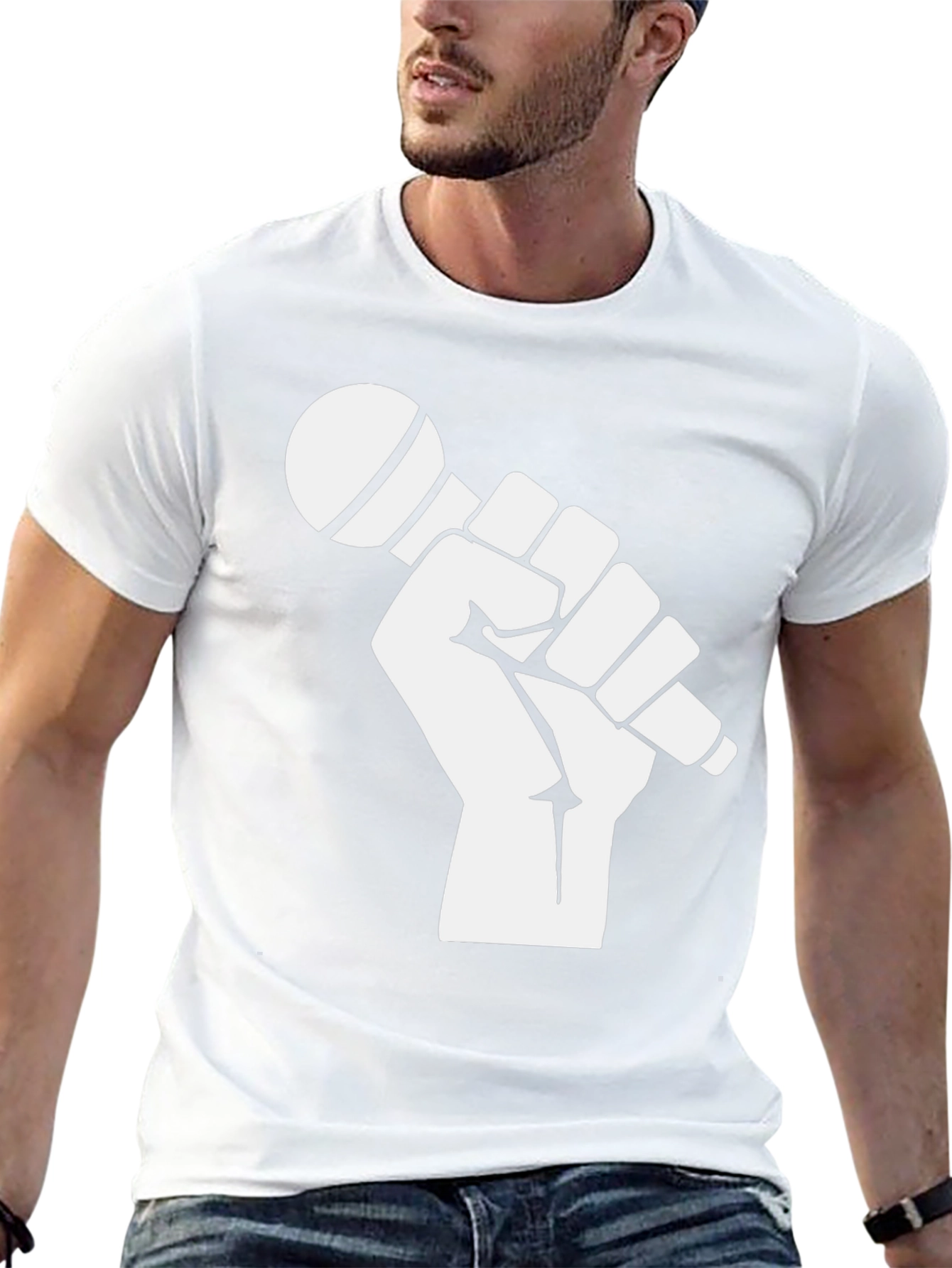Mic Check T-Shirt - Black Cotton Graphic Tee