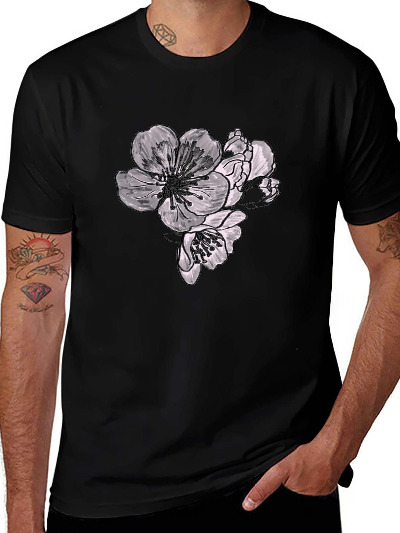 Floral Graphic Black T-Shirt - Stylish Casual Wear