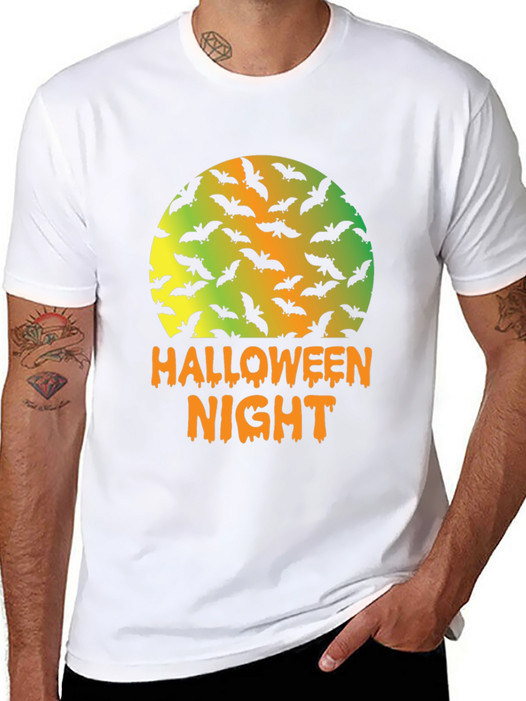 Halloween Night Bats Graphic T-Shirt