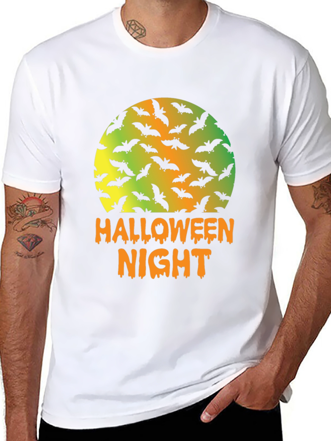 Halloween Night Bats Graphic T-Shirt