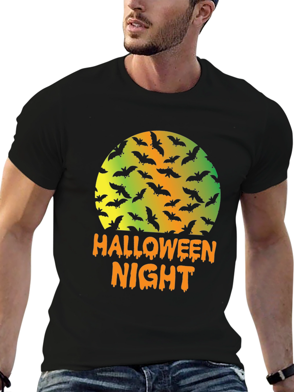 Halloween Night Bats Graphic T-Shirt