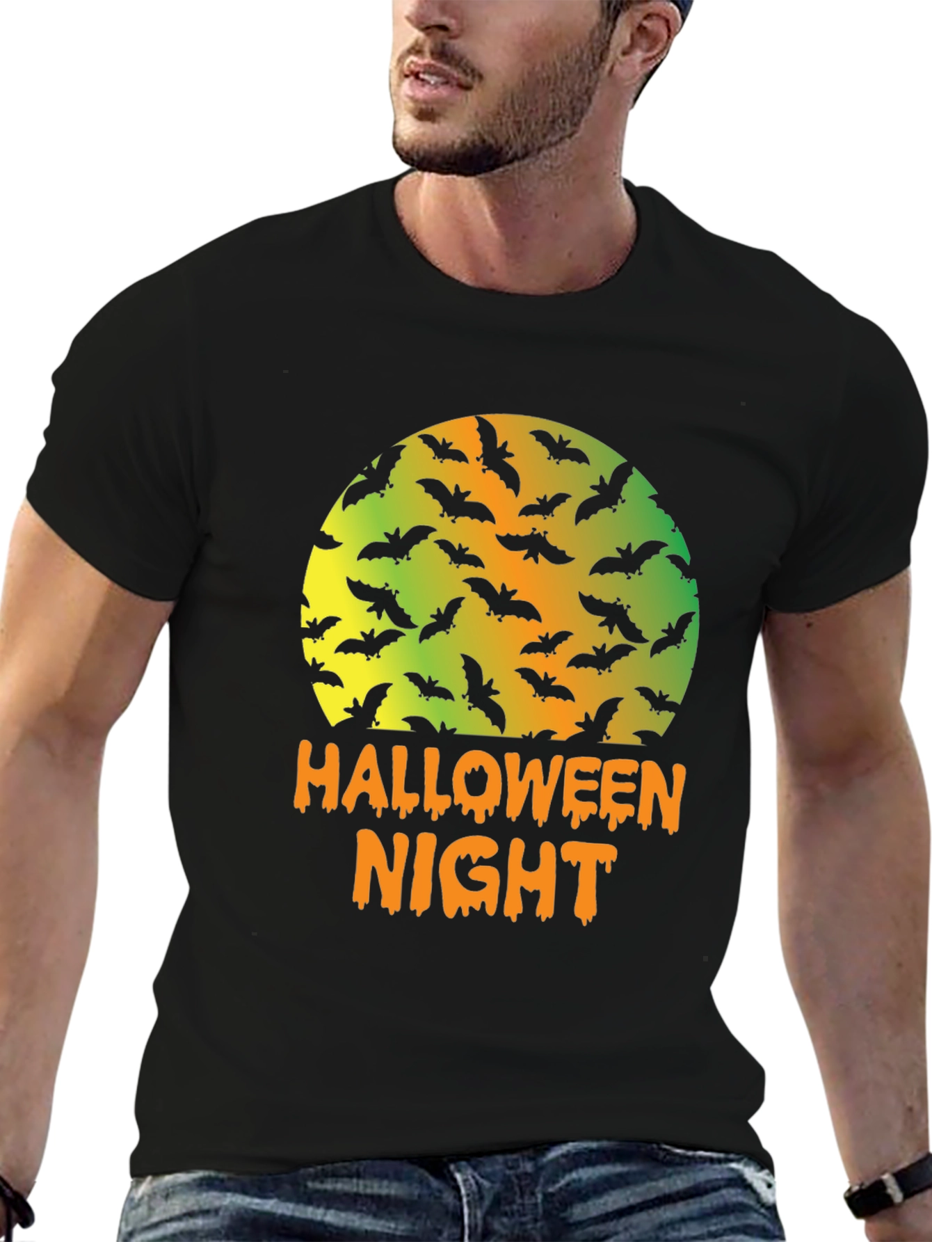 Halloween Night Bats Graphic T-Shirt