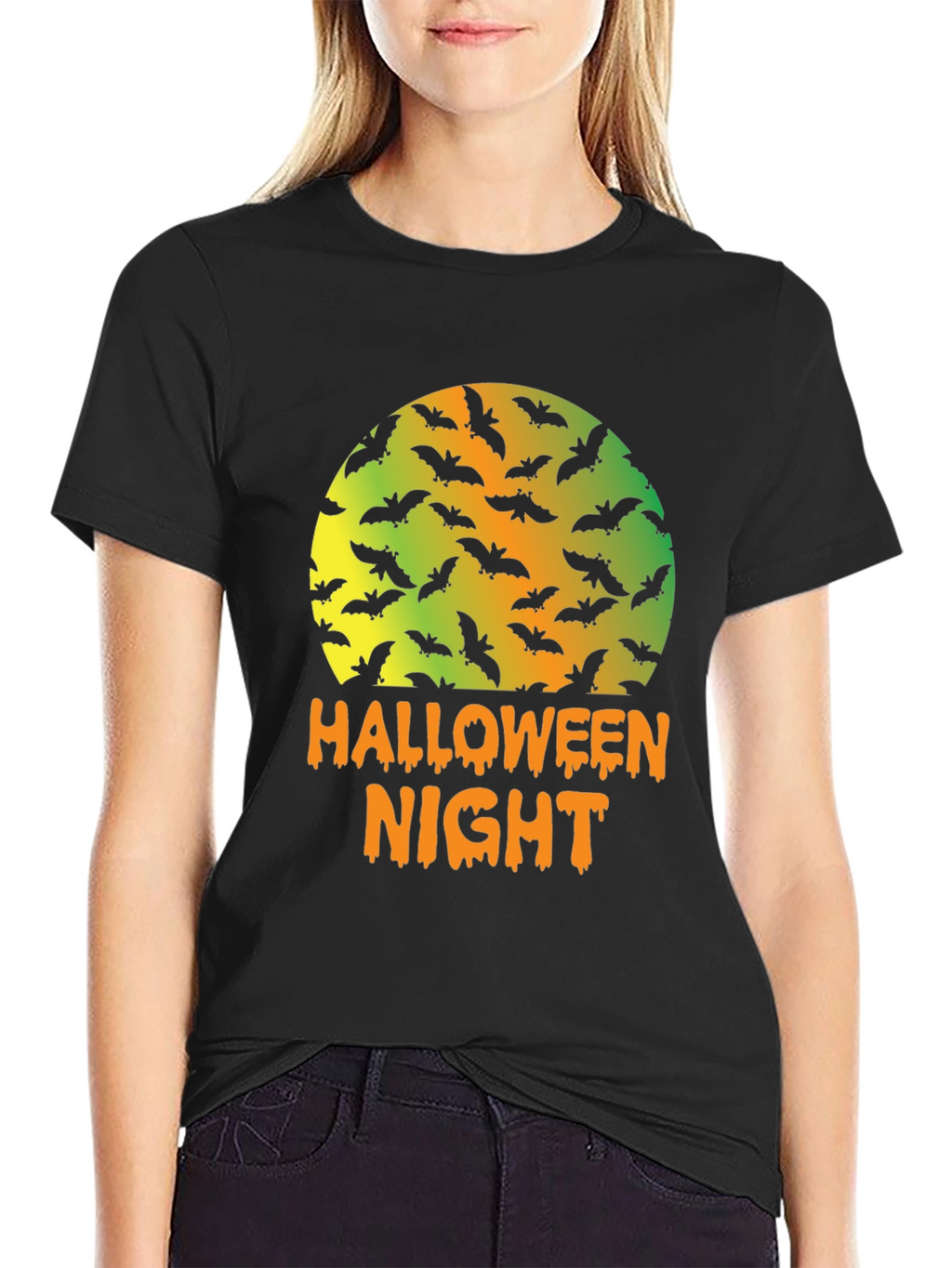 Halloween Night Bats Graphic T-Shirt