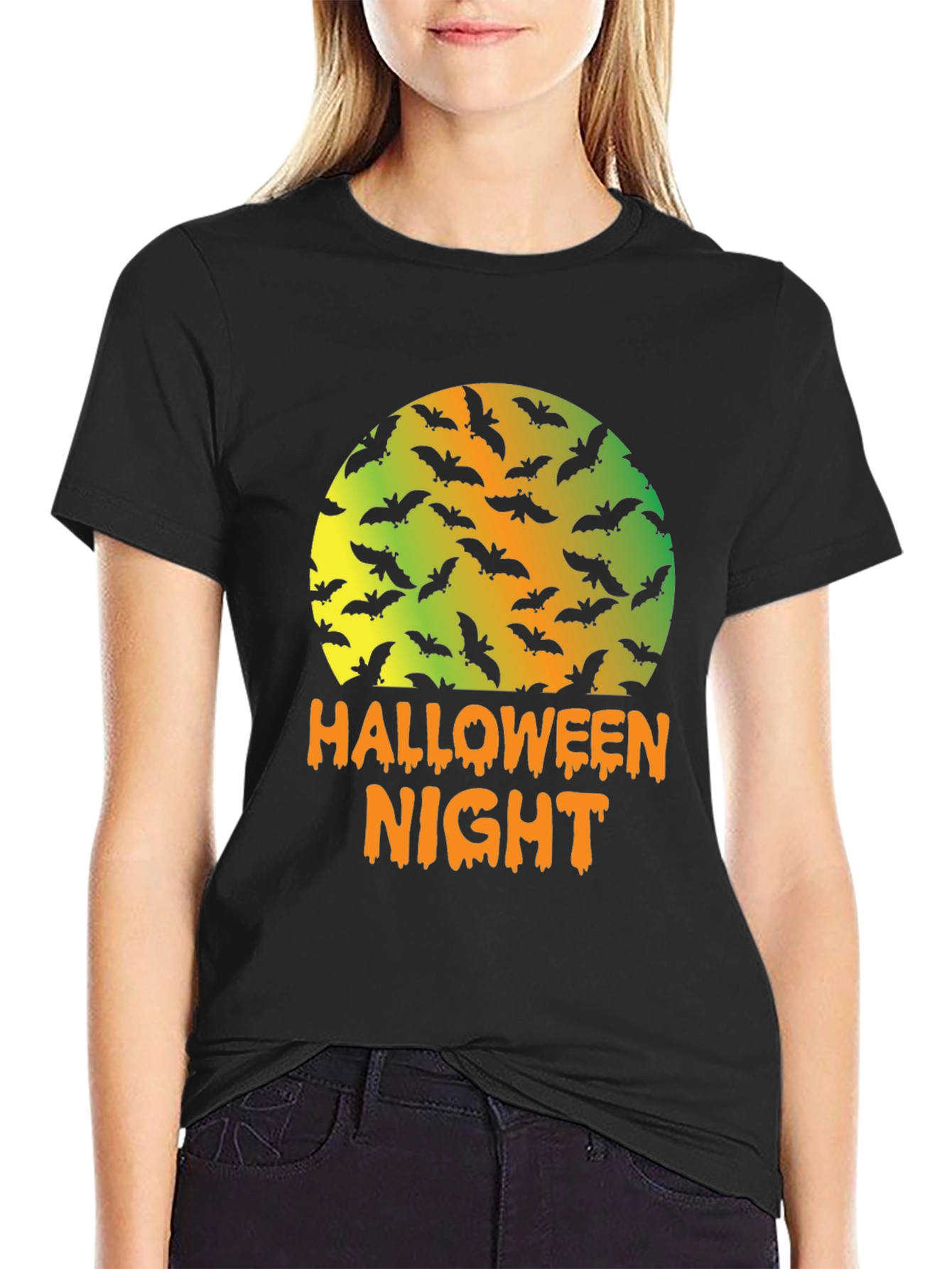 Halloween Night Bats Graphic T-Shirt