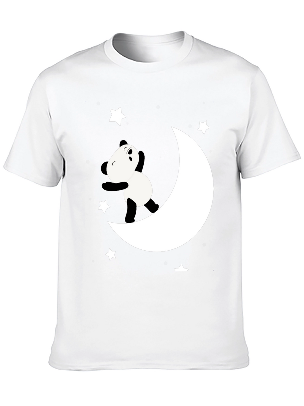 Panda Moon Star Graphic Tee - Soft Black Cotton