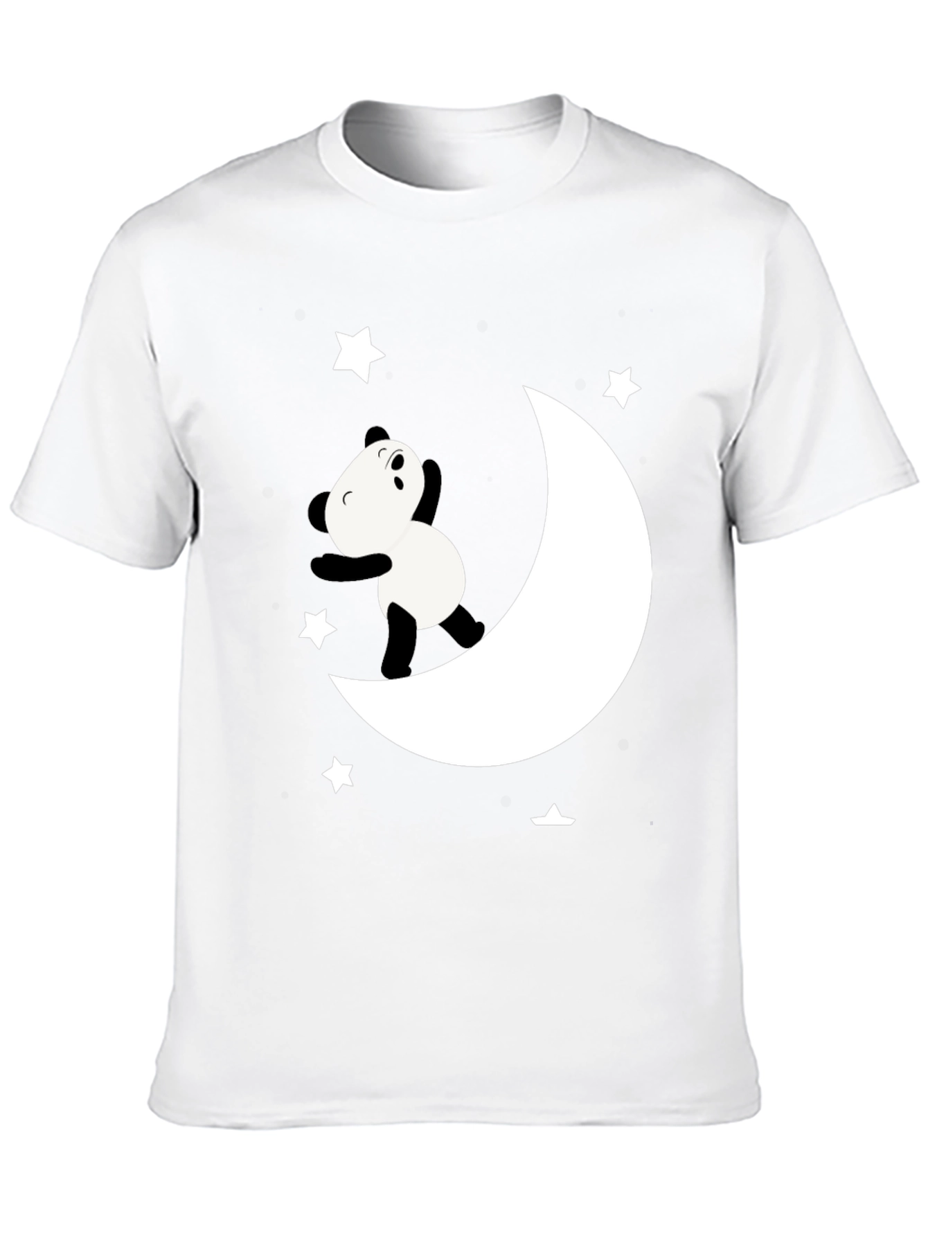 Panda Moon Star Graphic Tee - Soft Black Cotton