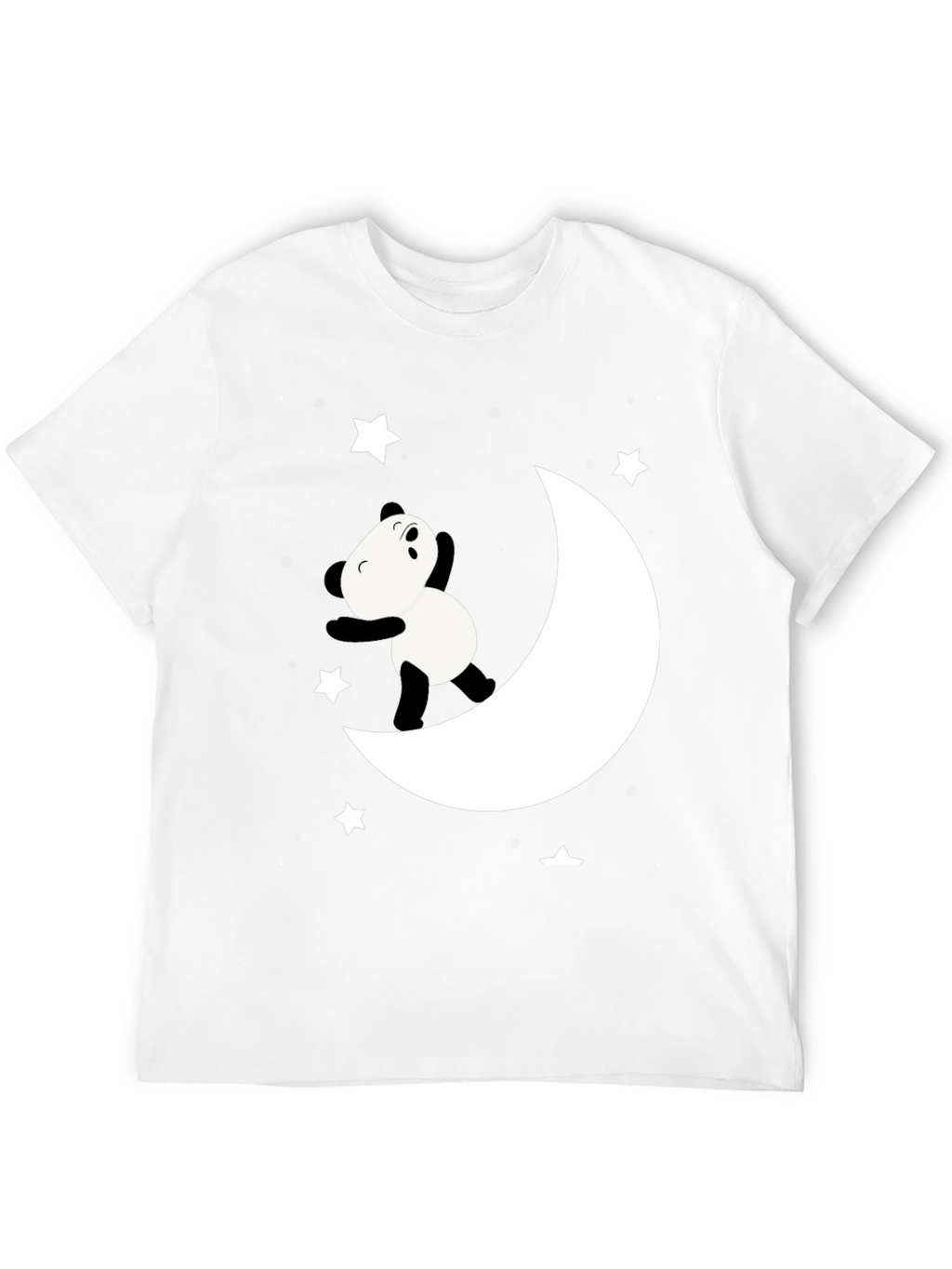 Panda Moon Star Graphic Tee - Soft Black Cotton