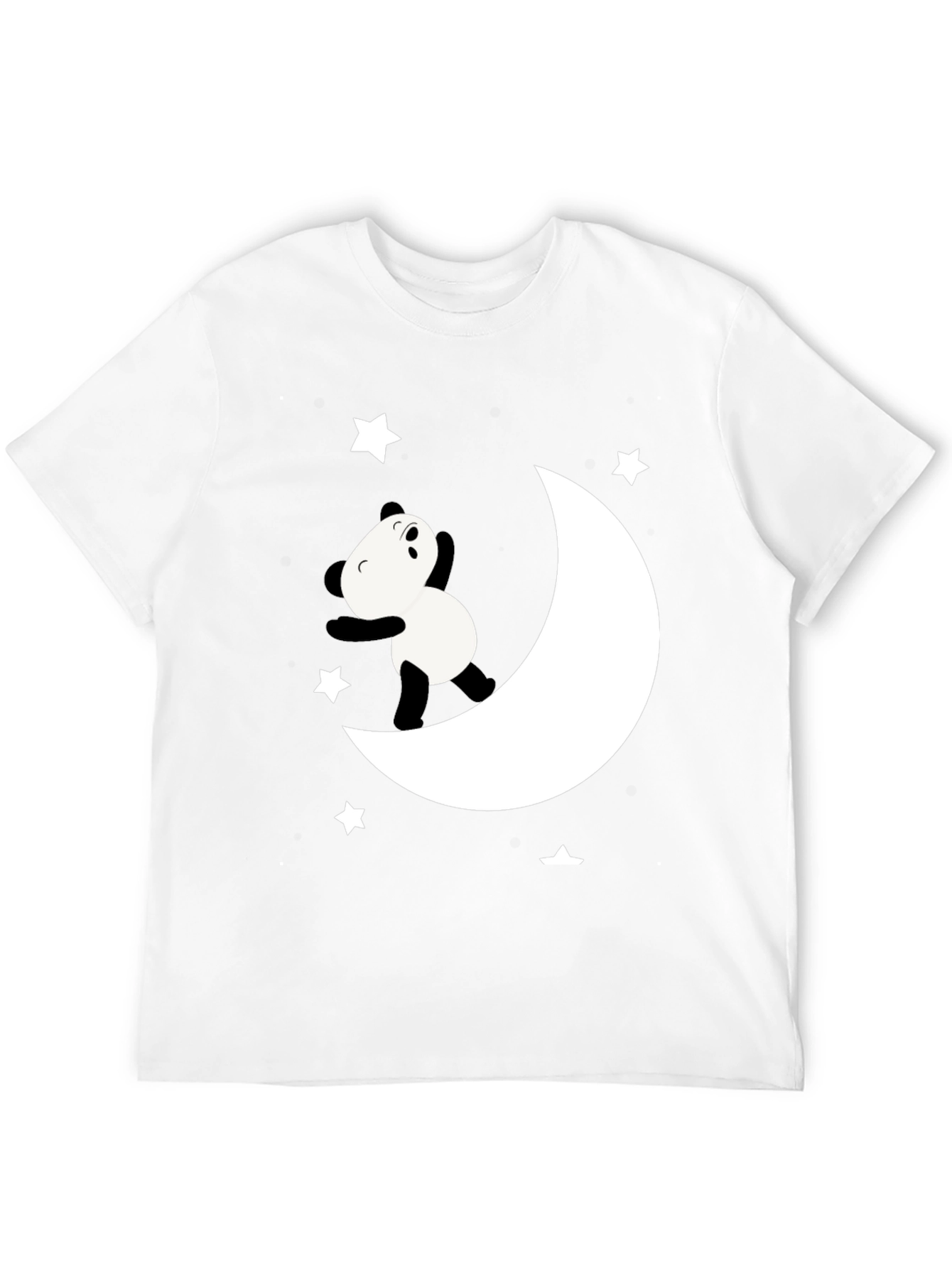 Panda Moon Star Graphic Tee - Soft Black Cotton