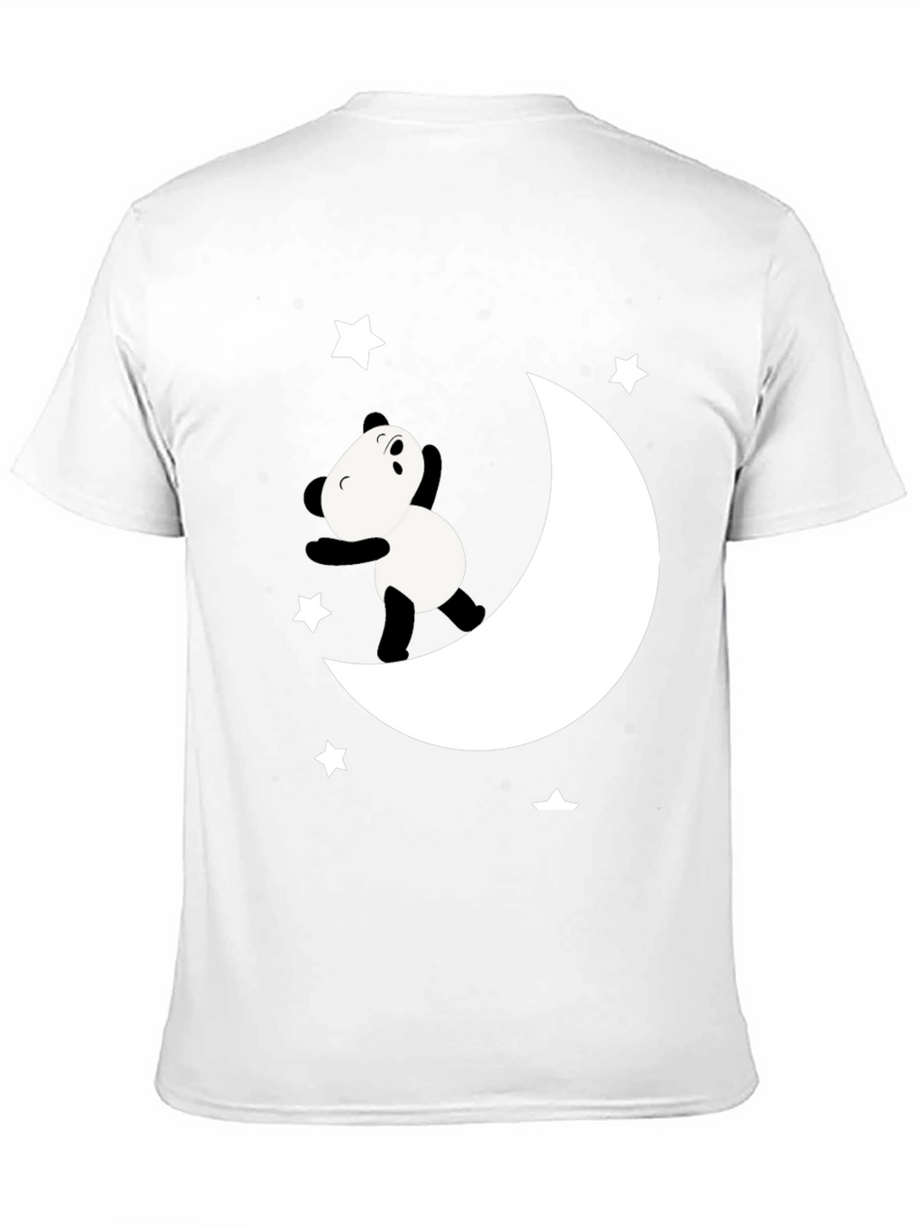Panda Moon Star Graphic Tee - Soft Black Cotton
