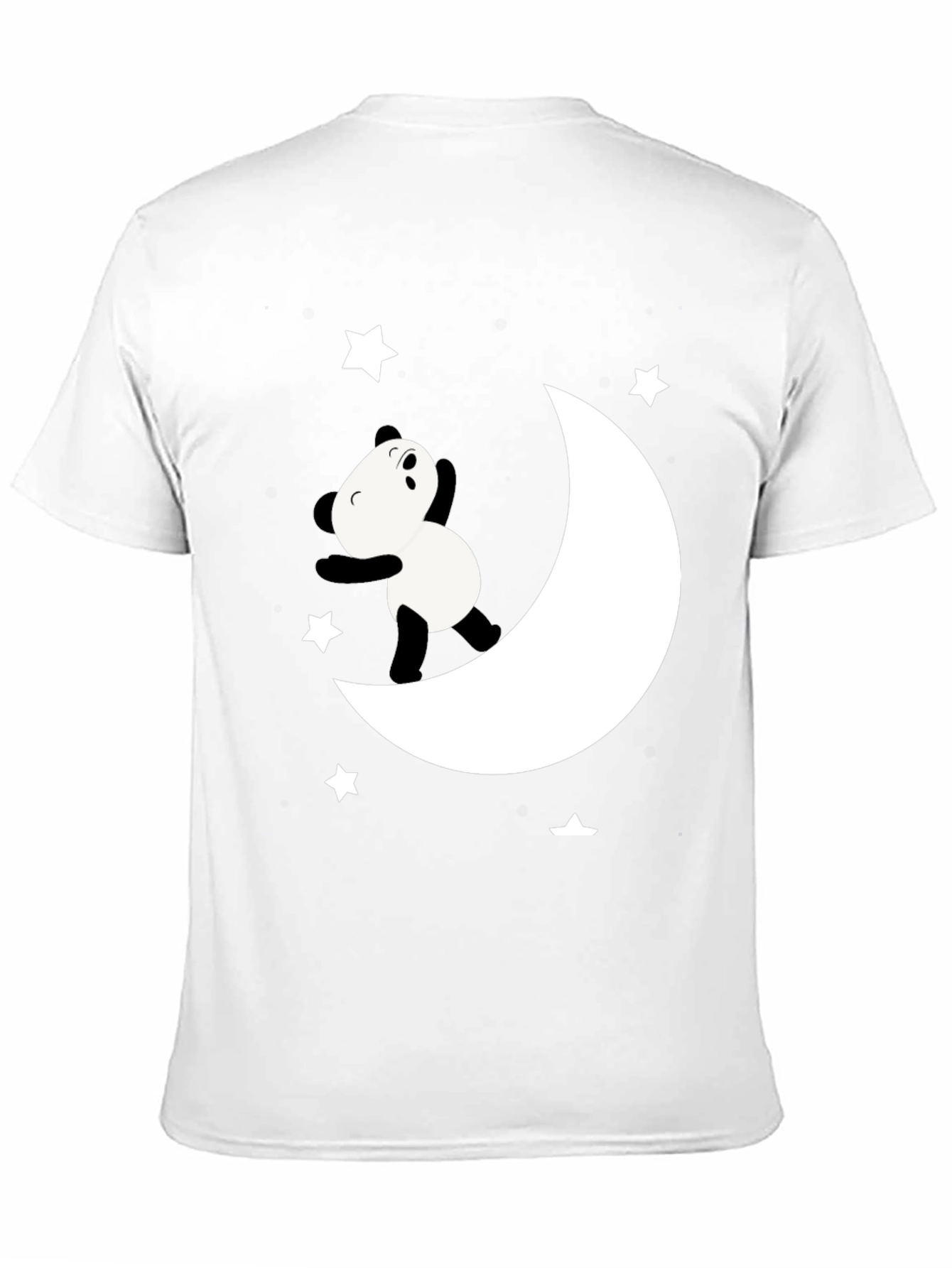 Panda Moon Star Graphic Tee - Soft Black Cotton