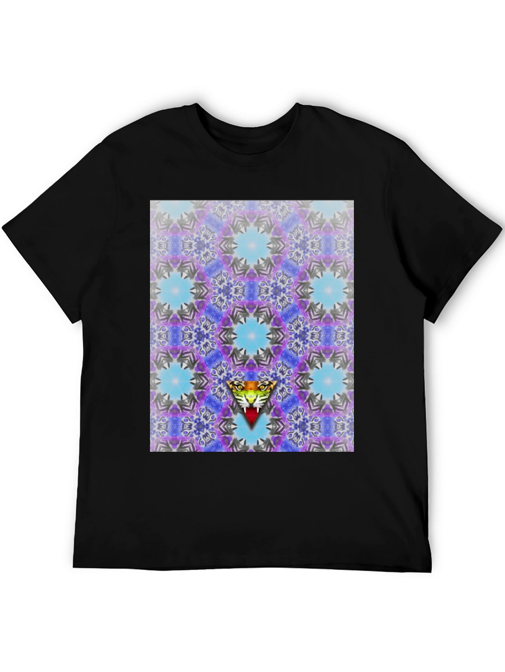 Kaleidoscope Tiger Graphic Black T-Shirt