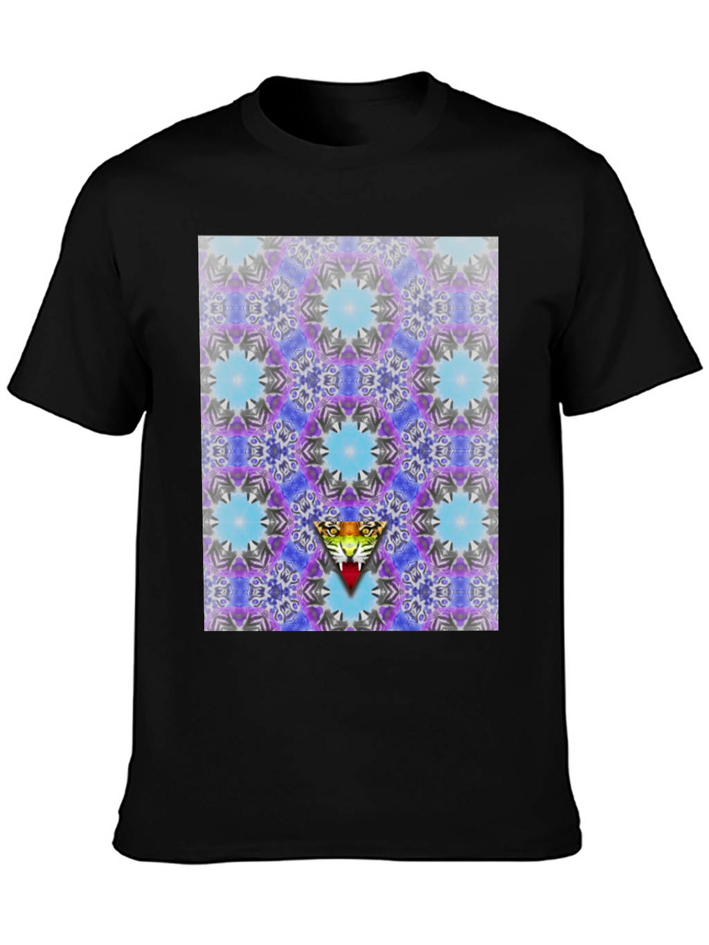 Kaleidoscope Tiger Graphic Black T-Shirt